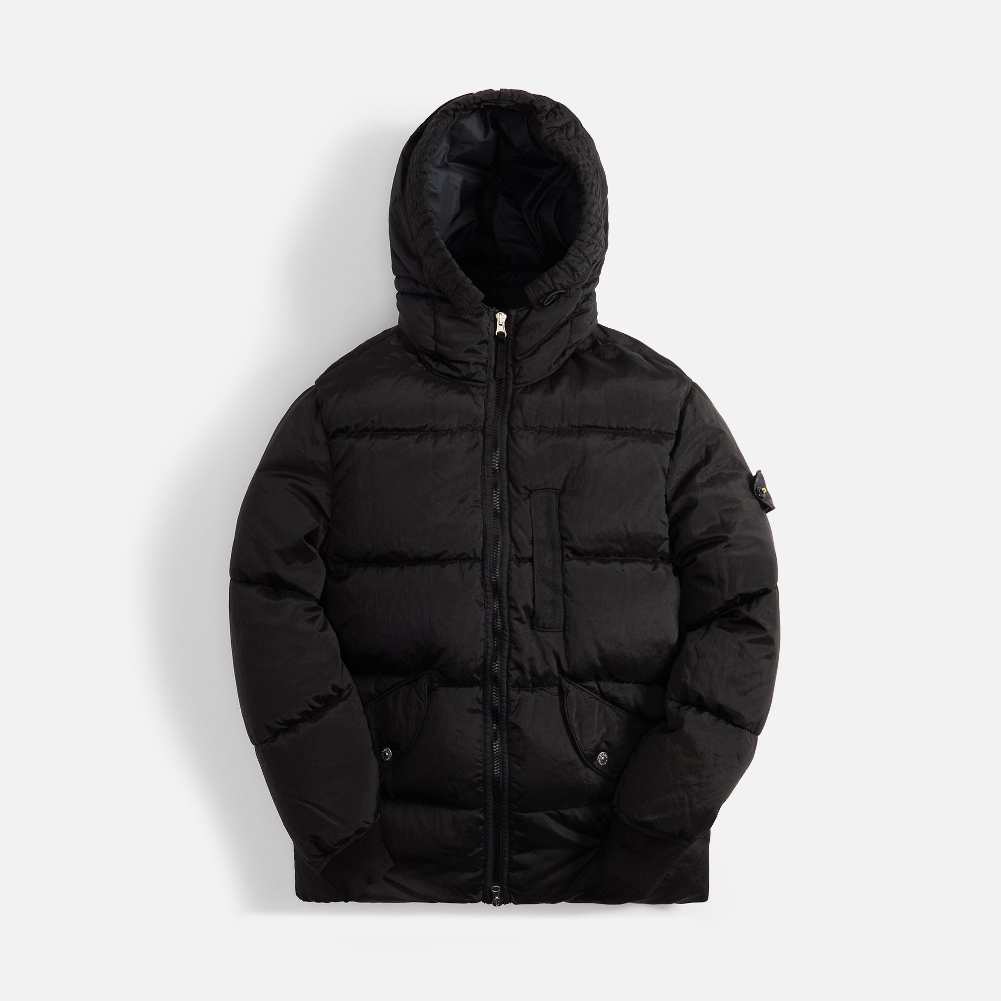 Оригінальна Nylon Metal Garment Dyed Hooded Down Jacket Black Stone island – боковий вид