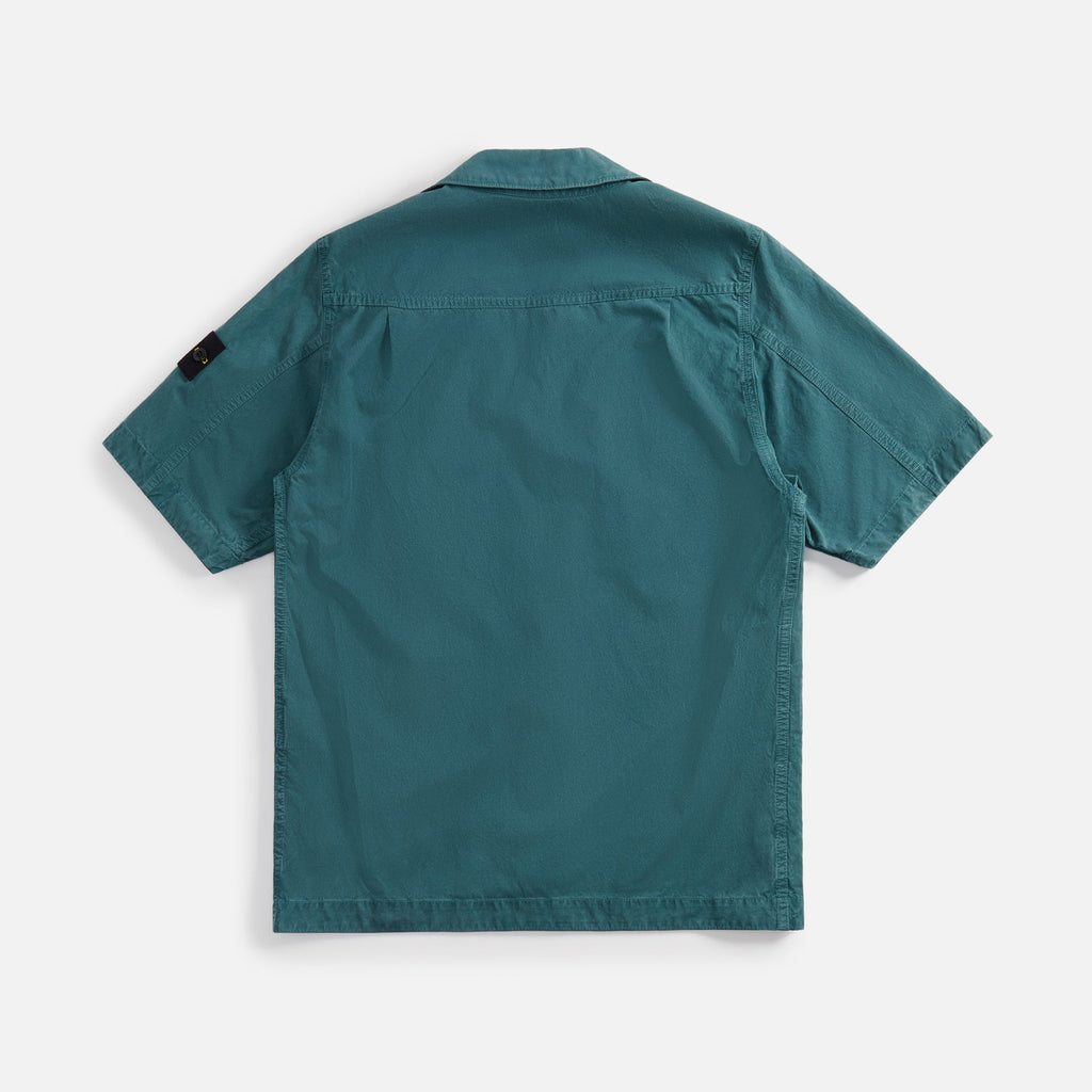 Garment Dyed Cupro Cotton Twill Shirt Bottle Green Stone island оригінал – Купити в Україні – вид ззаду