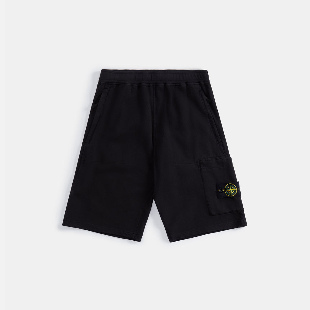 Garment Dyed Fleece Short Black Stone island – Гарантія оригінальності – боковий вид