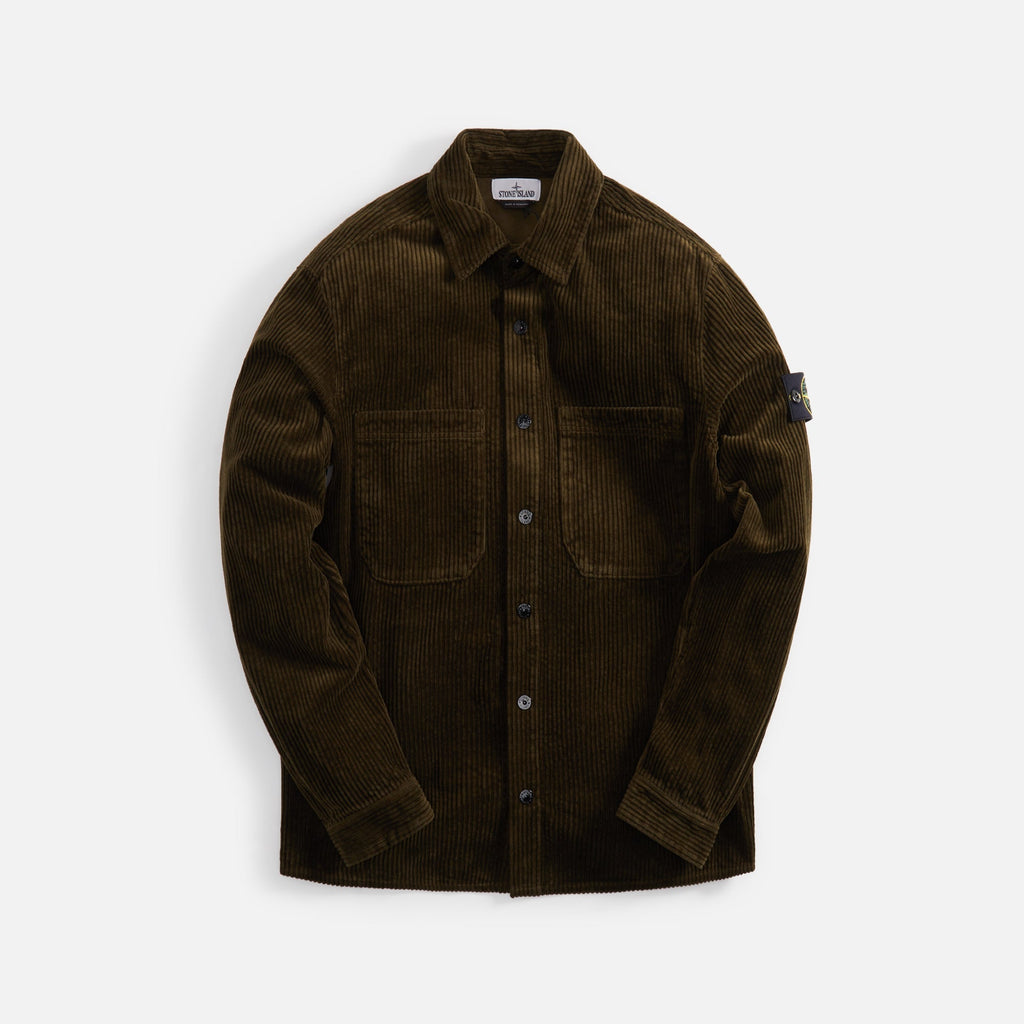 Cotton Corduroy Overshirt Olive Stone island оригінал – Купити в Україні – боковий вид