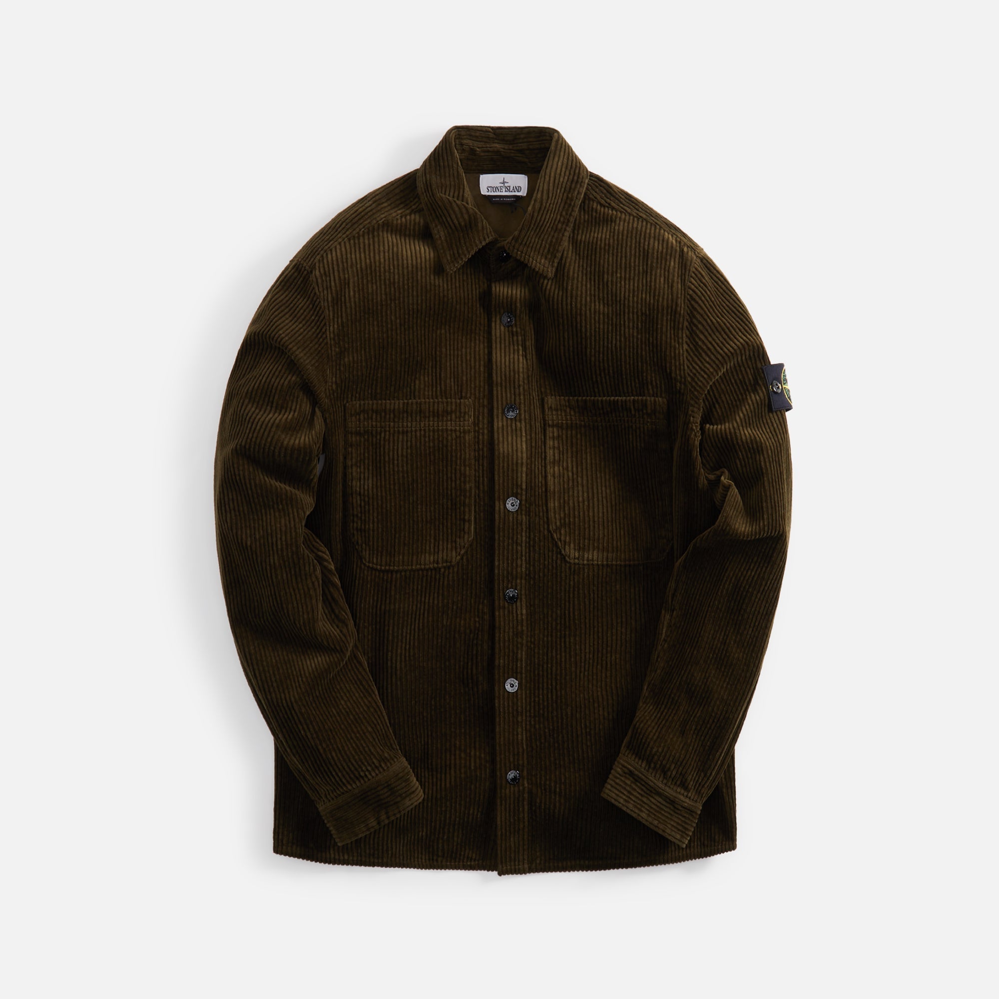 Cotton Corduroy Overshirt Olive Stone island оригінал – Купити в Україні – боковий вид