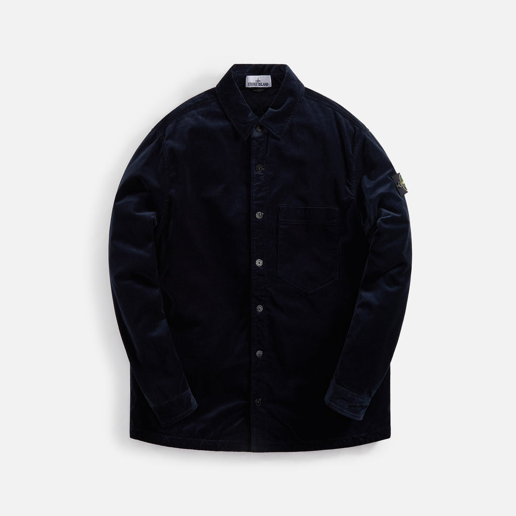 Cotton Velvet Overshirt Navy Blue Stone island – Гарантія оригінальності – боковий вид