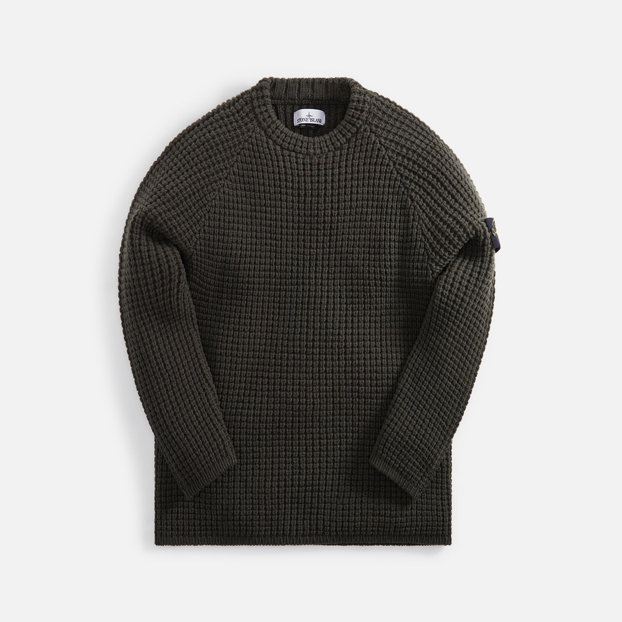 Оригінальна Knit Crewneck Olive Stone island – боковий вид - STONE ISLAND