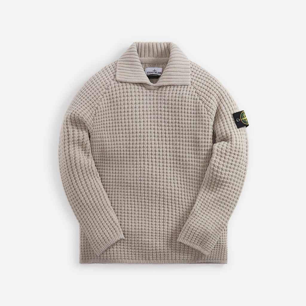 Presidents Knit Pure Wool Knit Polo Plaster Stone island – Гарантія оригінальності – боковий вид