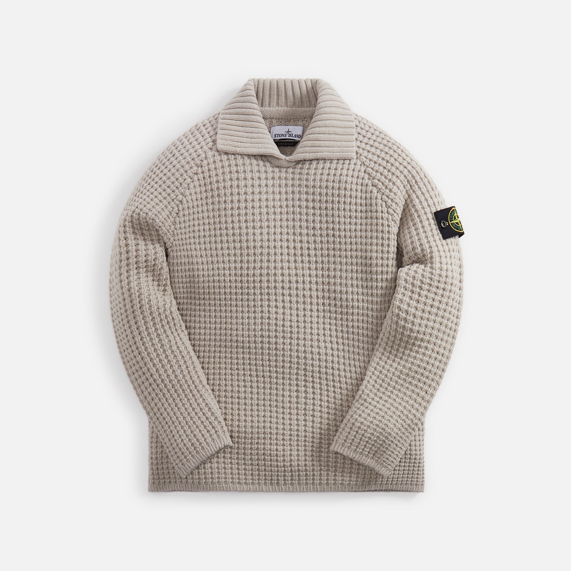 Presidents Knit Pure Wool Knit Polo Plaster Stone island – Гарантія оригінальності – боковий вид