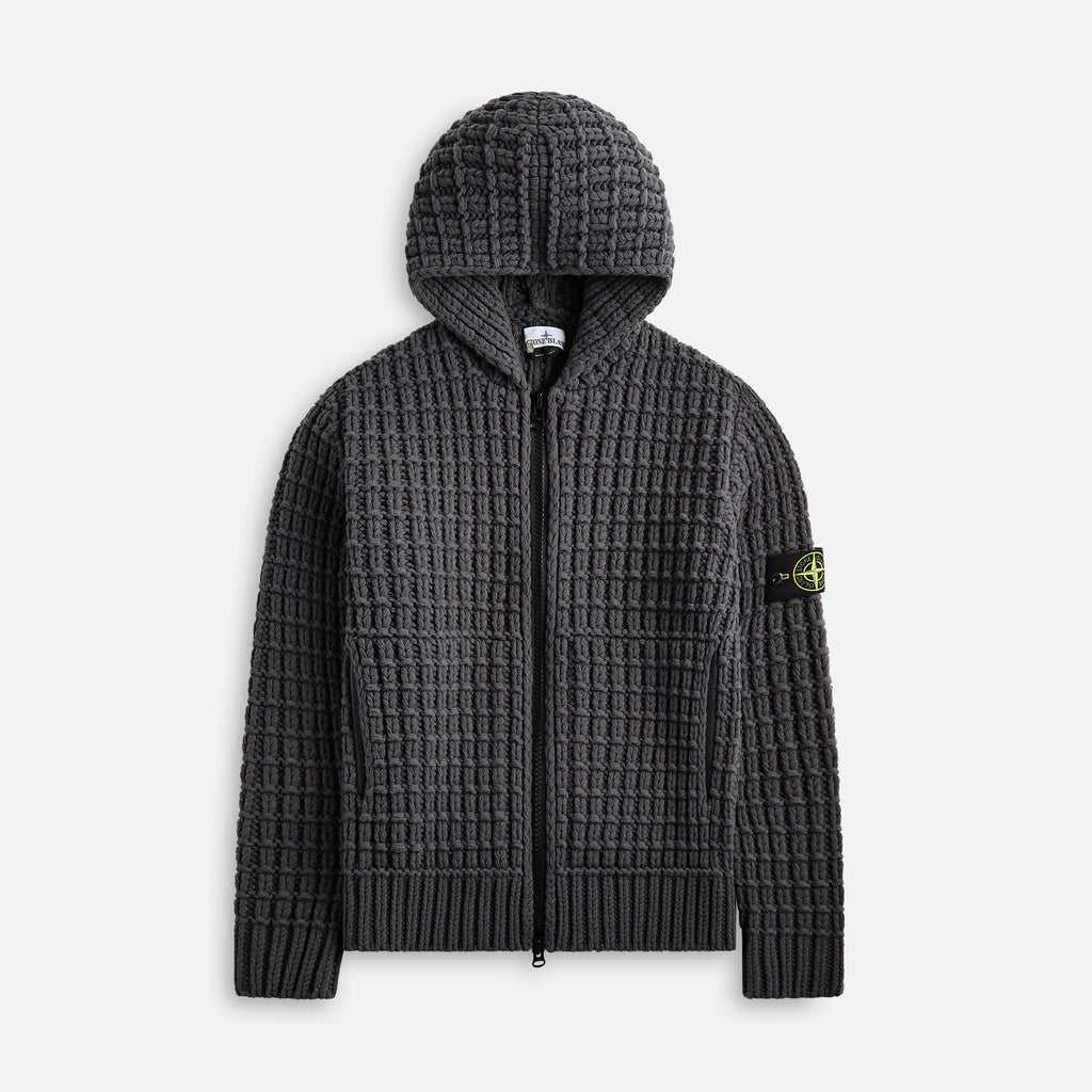 Zip Knit Hoodie Lead Grey Stone island – Гарантія оригінальності – боковий вид