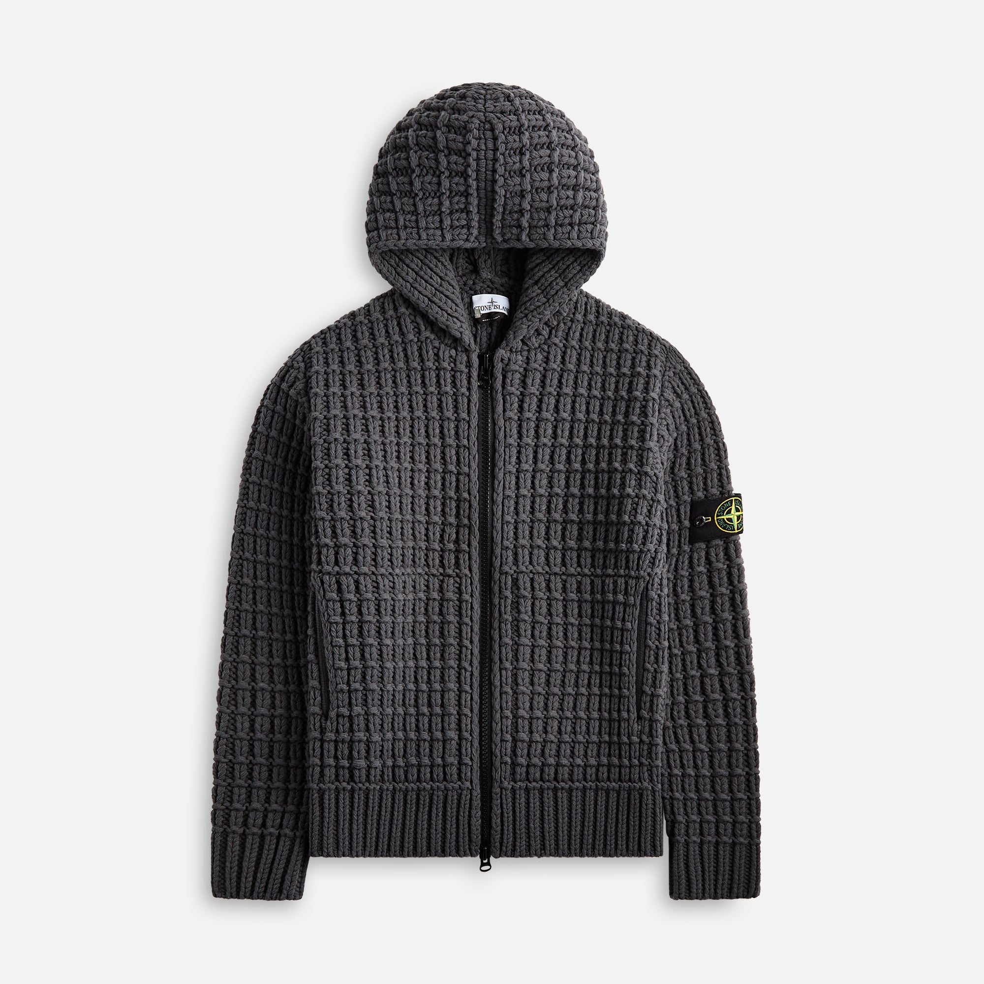 Zip Knit Hoodie Lead Grey Stone island – Гарантія оригінальності – боковий вид - STONE ISLAND