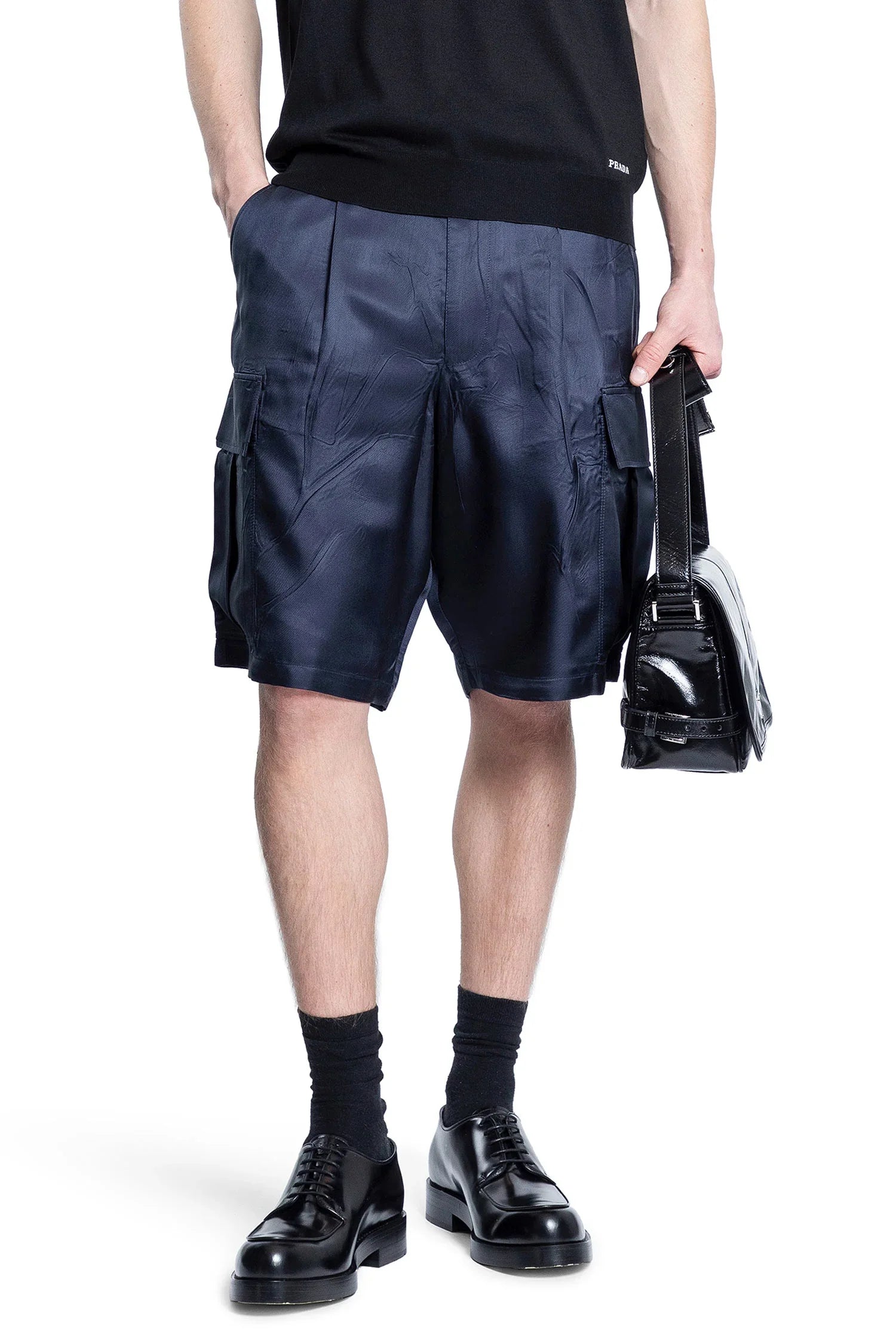 Washed Silk Cargo Shorts Prada оригінал – Купити в Україні – боковий вид