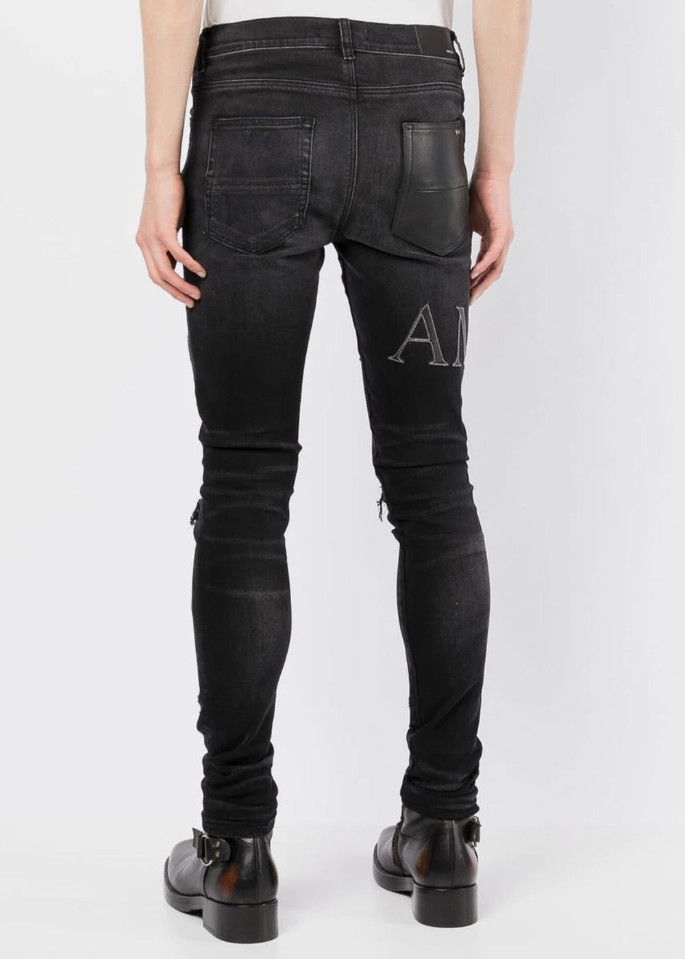 Aged Black Leather Stitch Logo Jeans Amiri оригінал – Купити в Україні – детальний вид