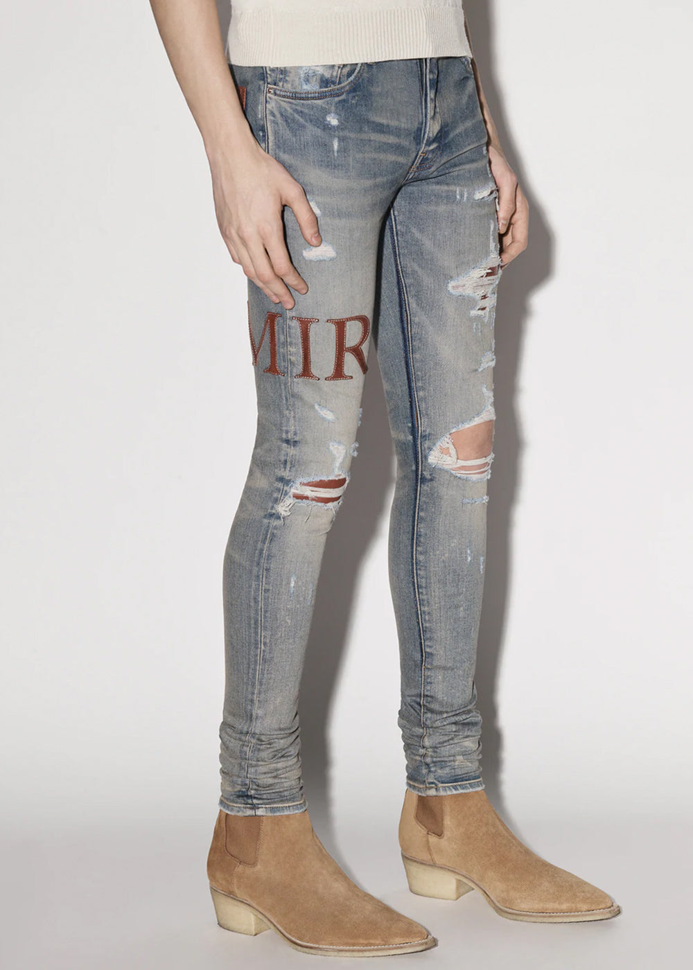 Clay Indigo Leather Stitch Logo Jeans Amiri оригінал – Купити в Україні – збільшений вид