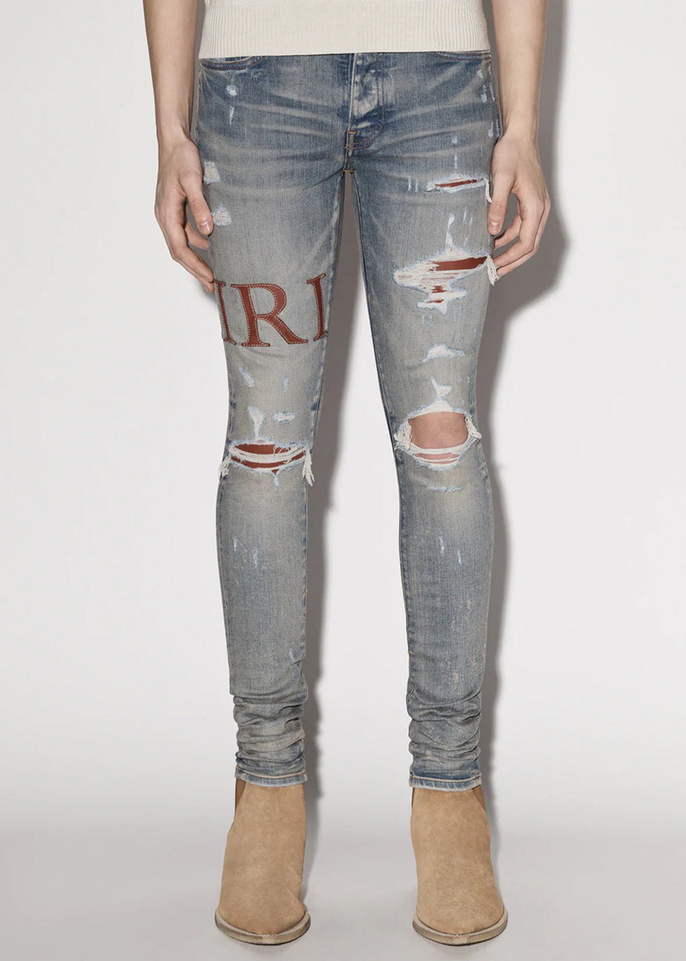 Clay Indigo Leather Stitch Logo Jeans Amiri оригінал – Купити в Україні – вид ззаду