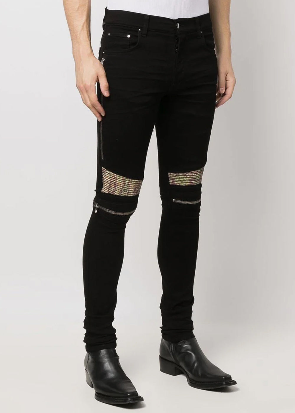 Оригінальна Black Mx2 Paisley Jeans Amiri – вид ззаду