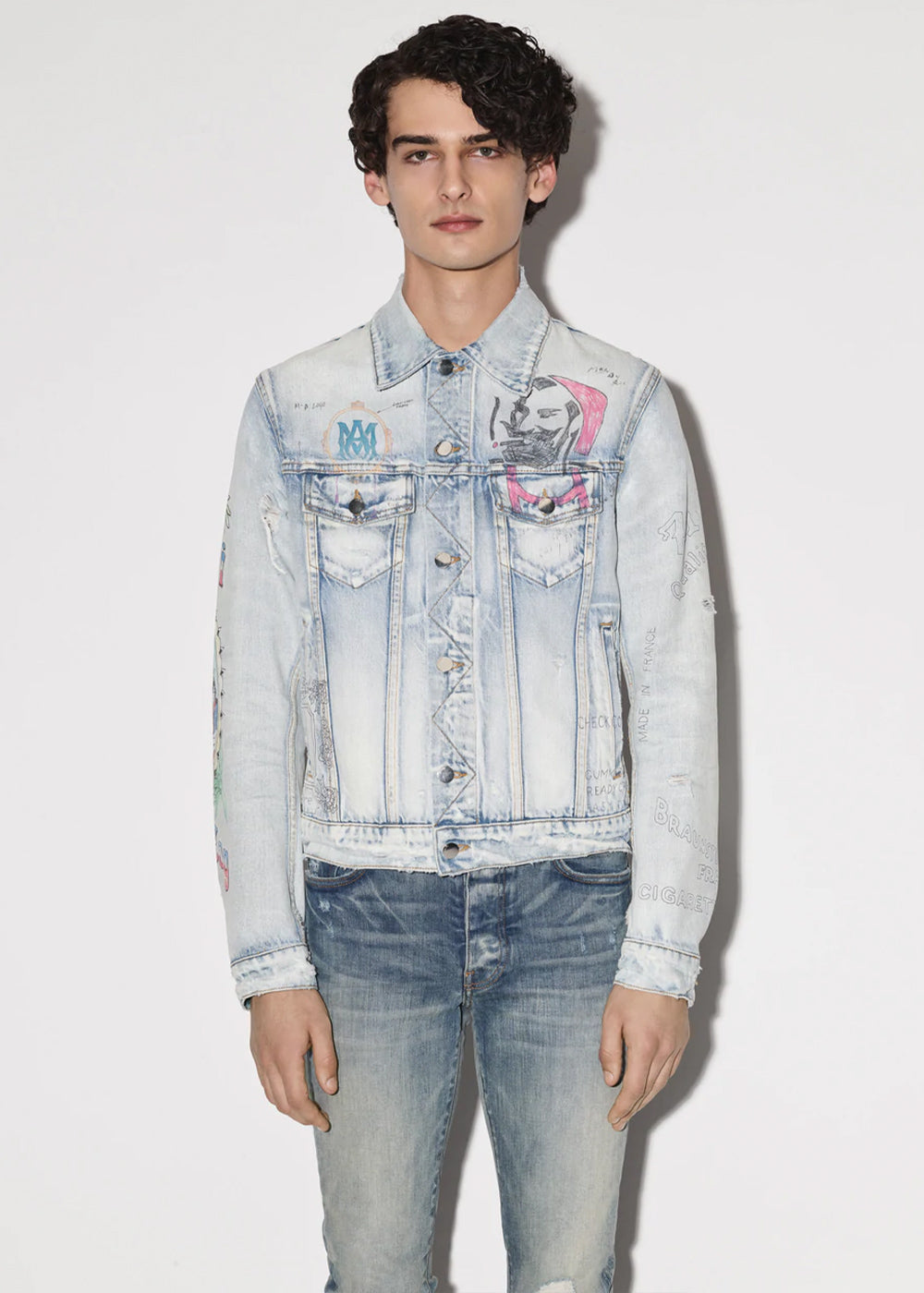 Ligh Indigo Zig-Zag Trucker Jacket Amiri – Гарантія оригінальності – вид ззаду