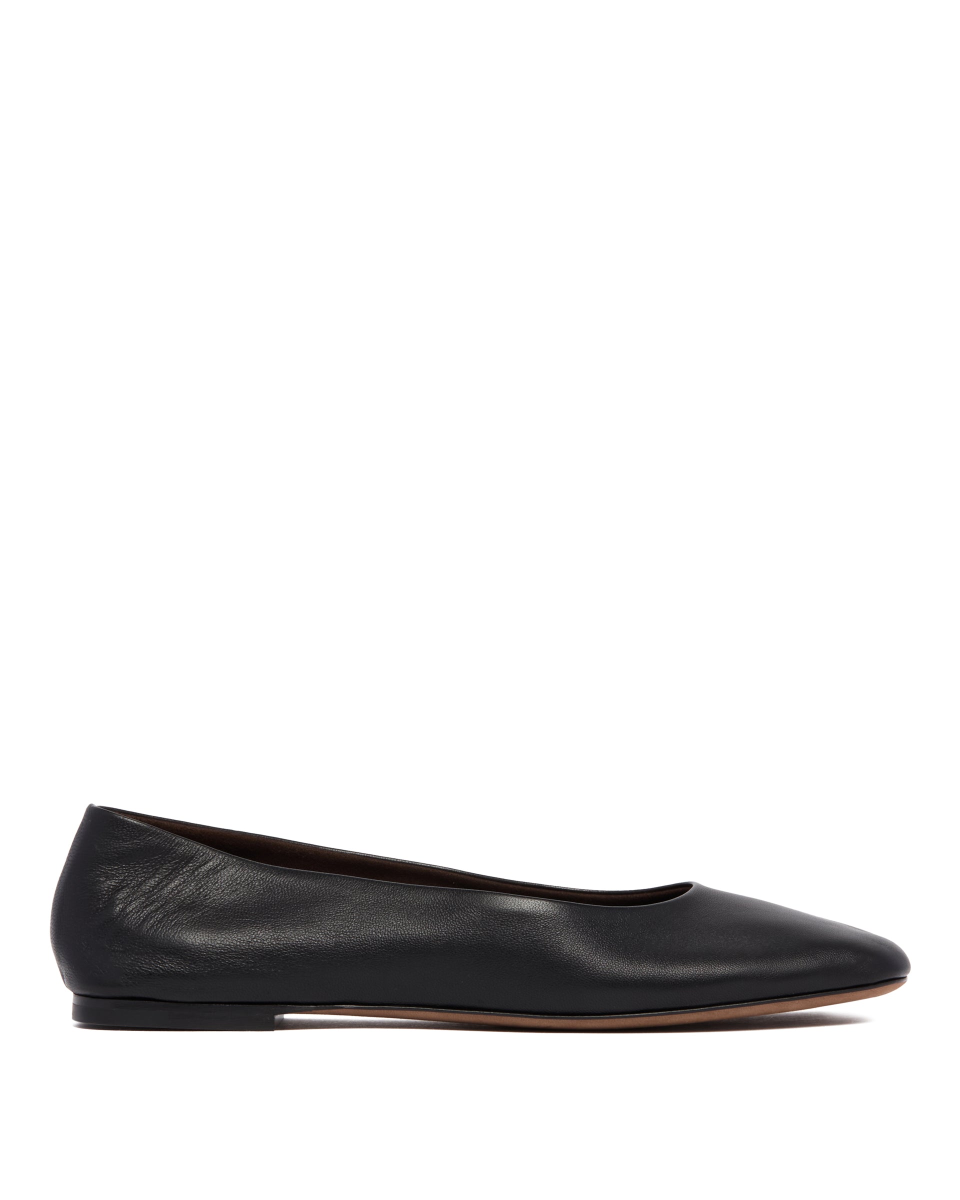 Black Leather Square-Toed Flats The row – Гарантія оригінальності – боковий вид