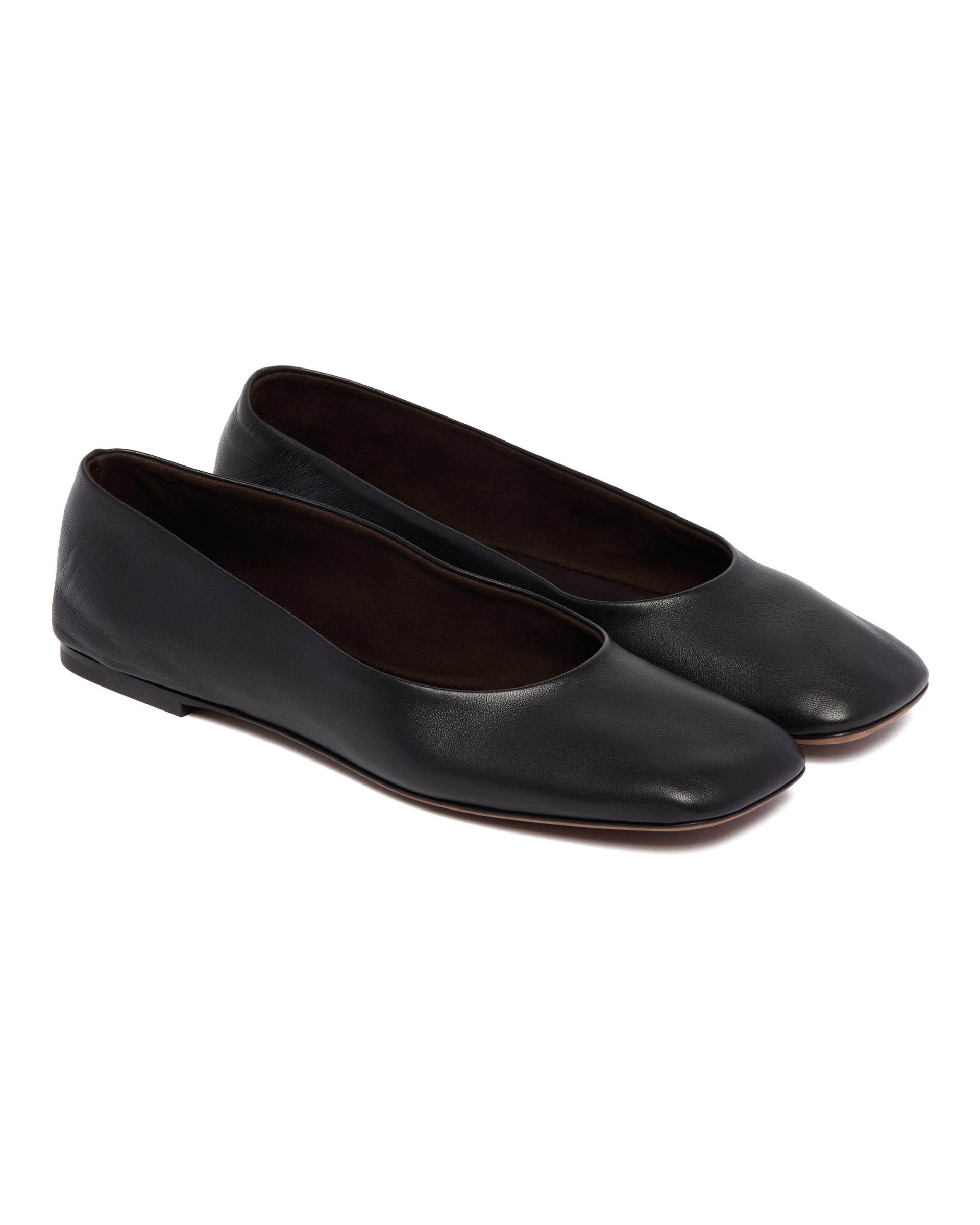 Black Leather Square-Toed Flats The row – Гарантія оригінальності – детальний вид