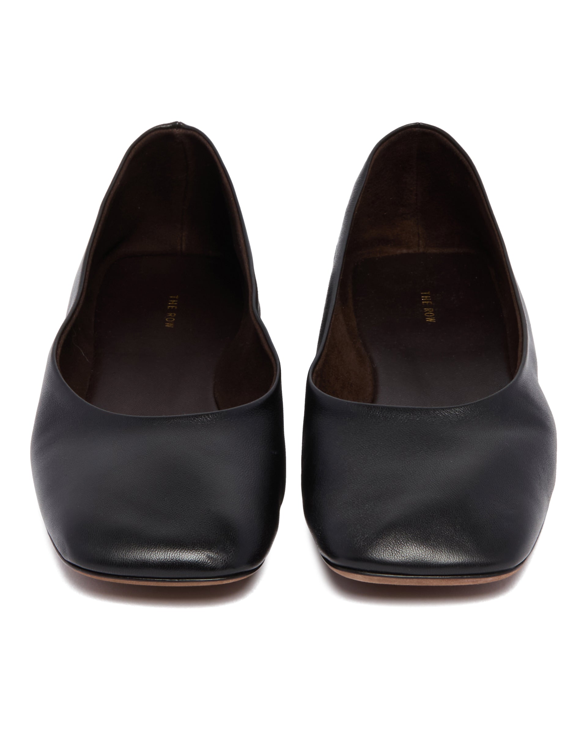 Black Leather Square-Toed Flats The row – Гарантія оригінальності – збільшений вид