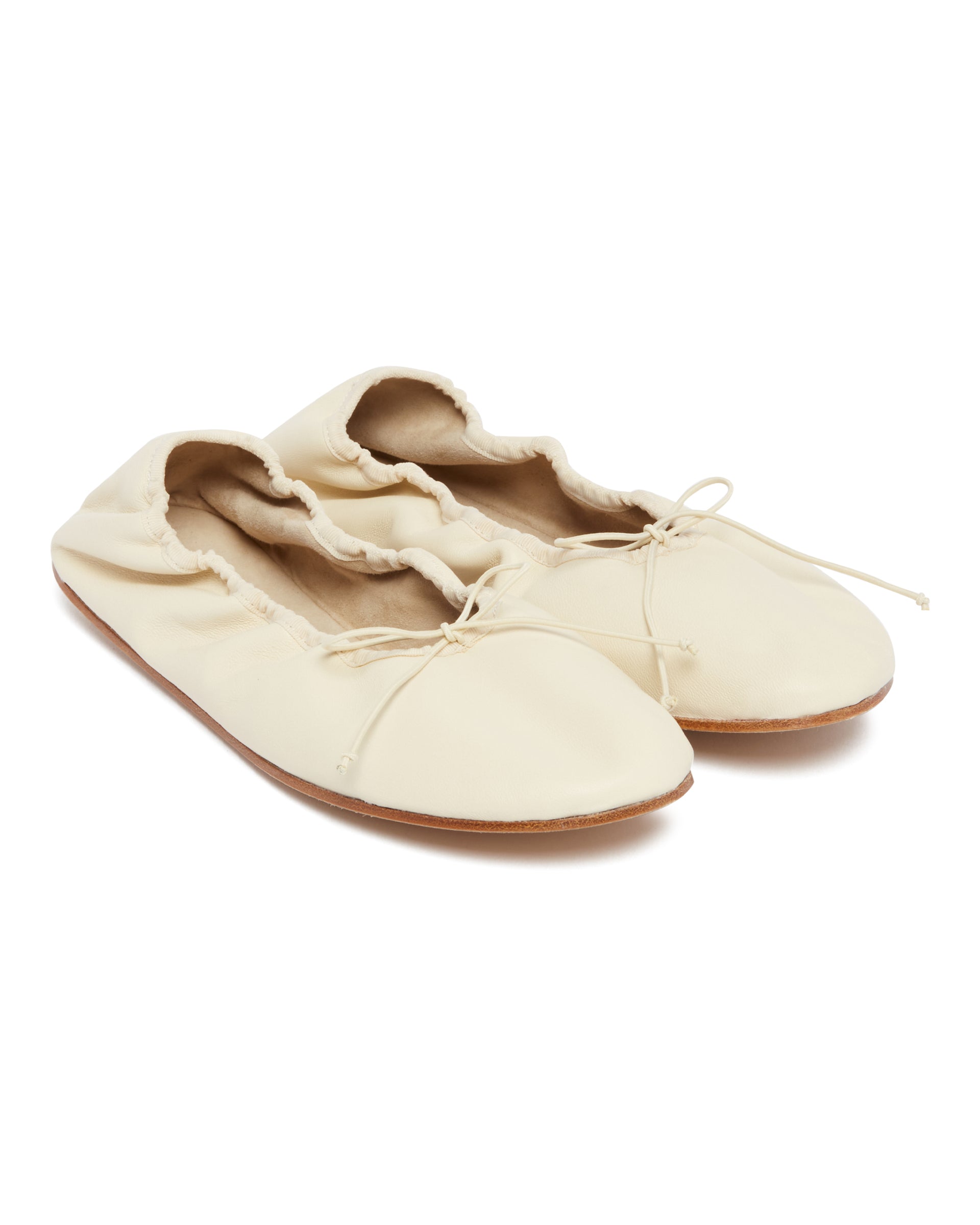 White Leather Round-Toe Flats - THE ROW