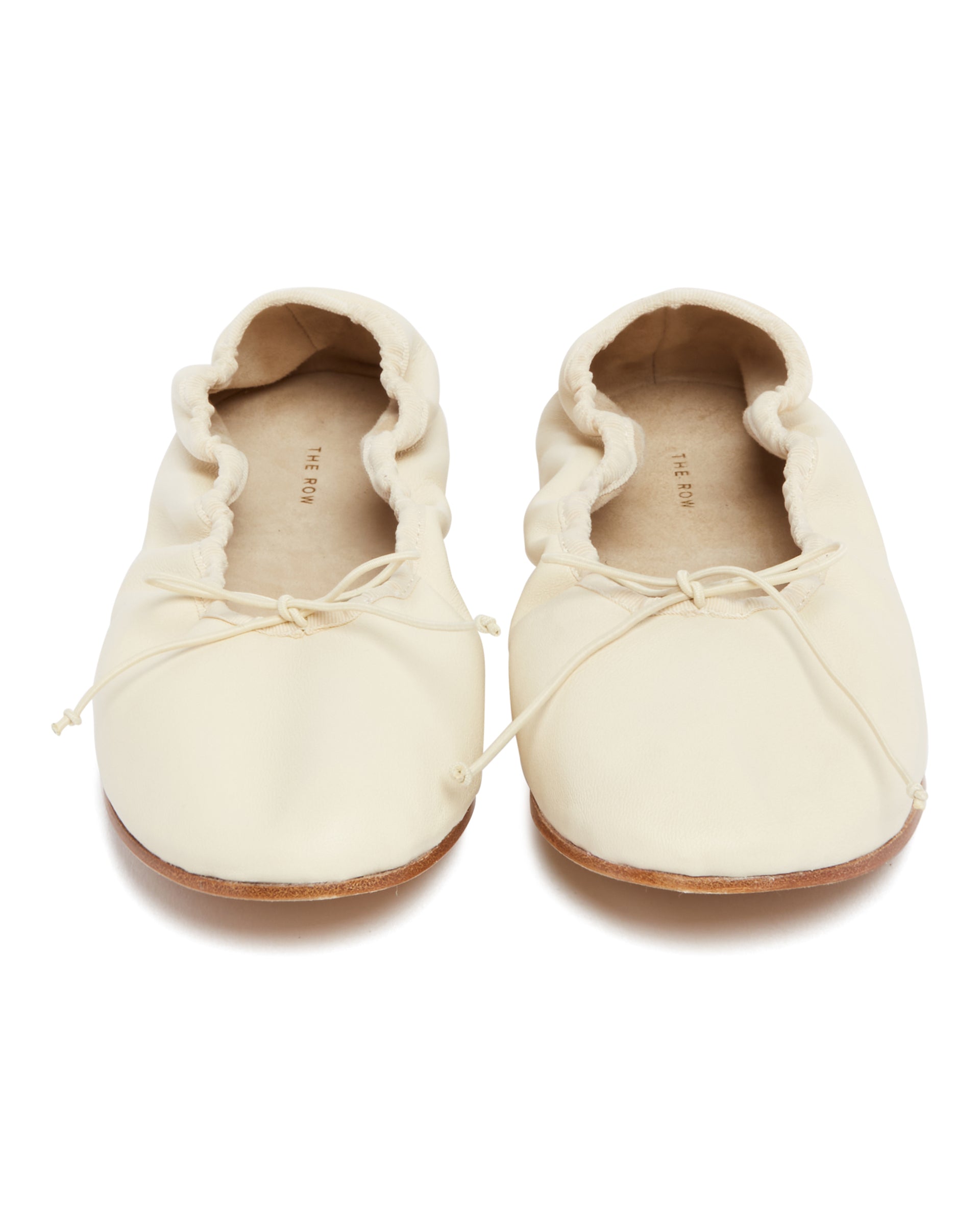 White Leather Round-Toe Flats - THE ROW