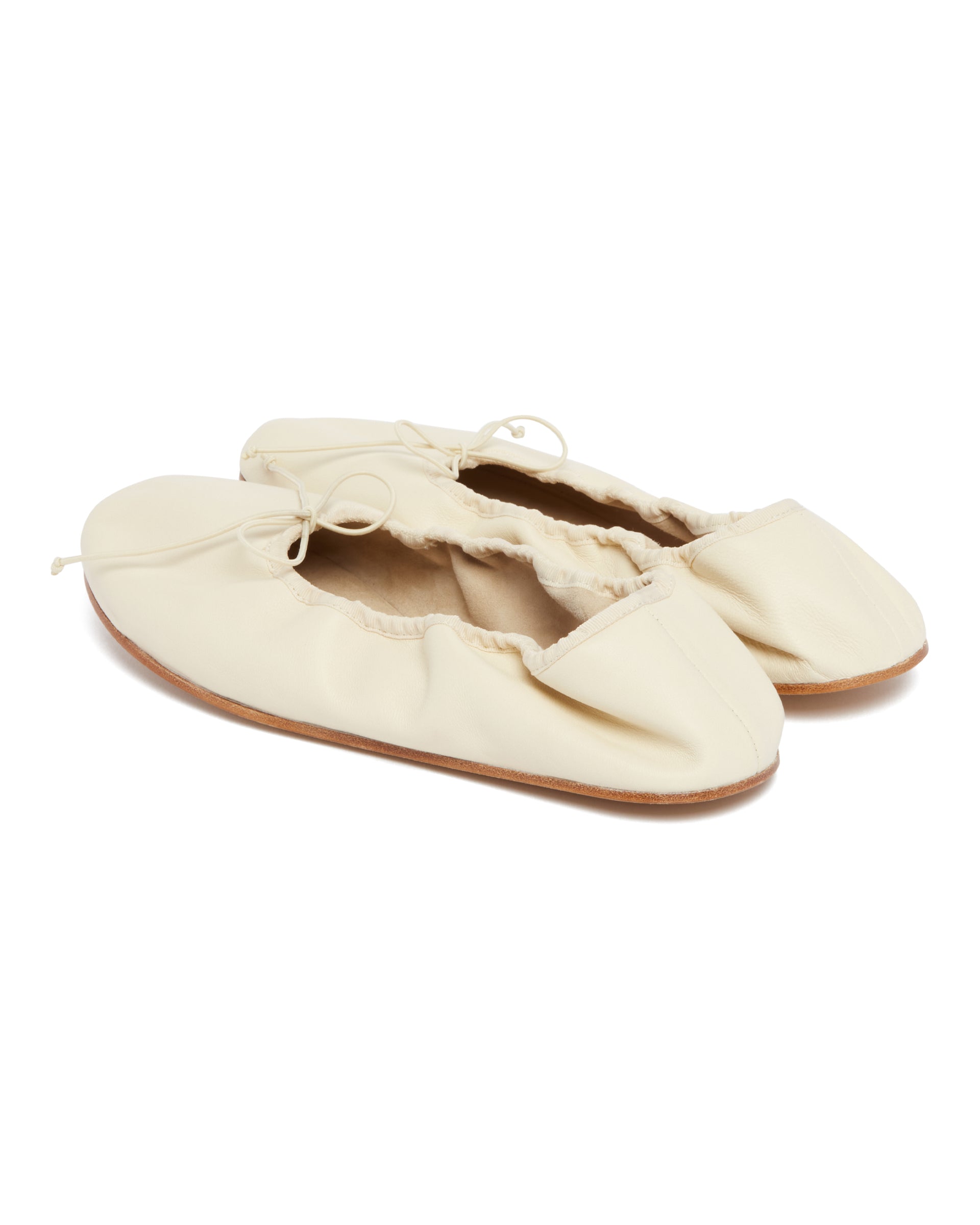 White Leather Round-Toe Flats - THE ROW