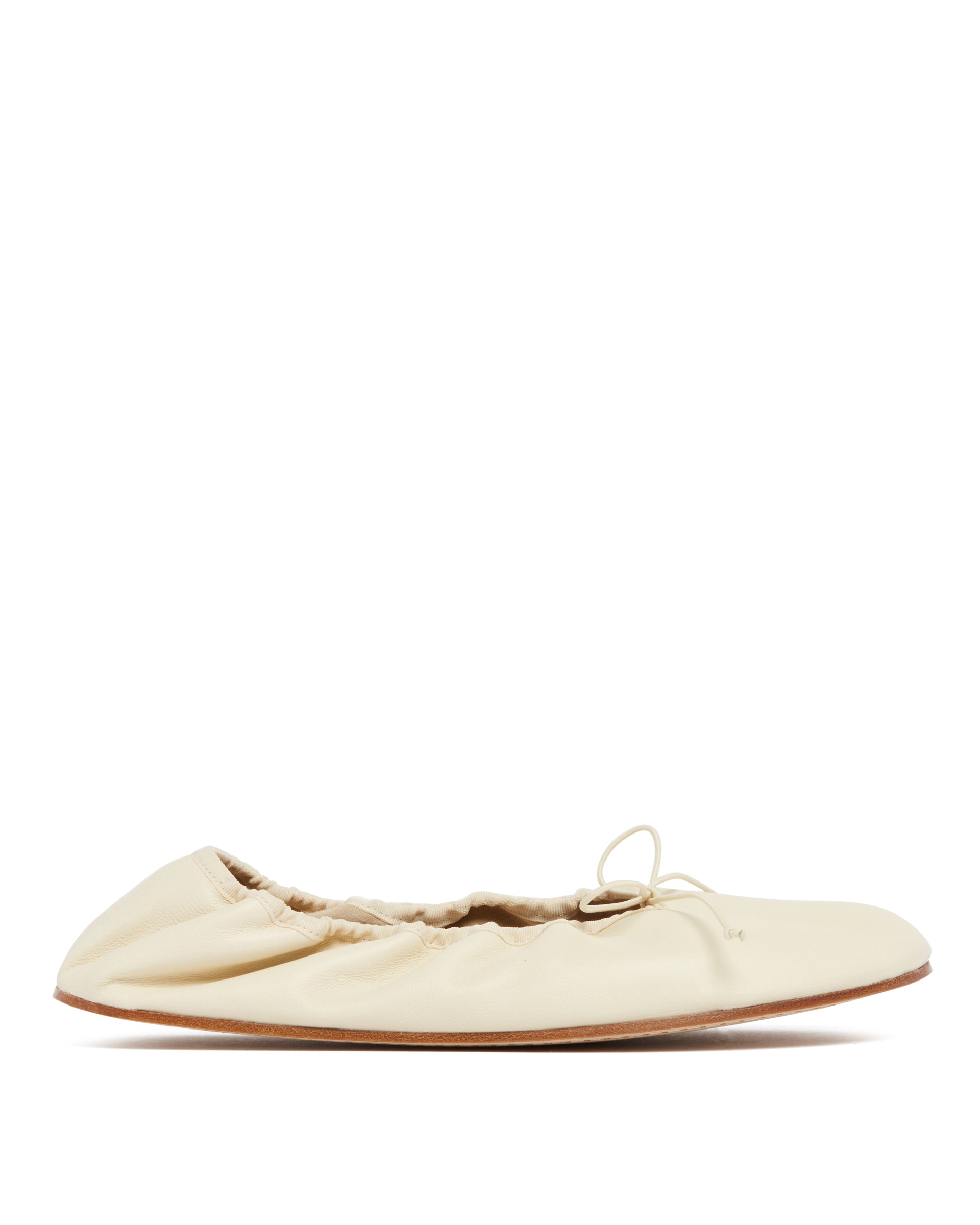 White Leather Round-Toe Flats - THE ROW
