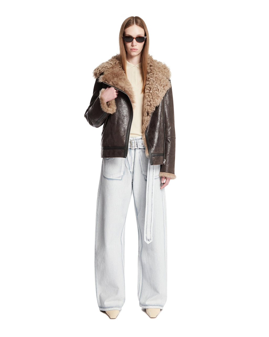 Brown Leather Shearling Jacket Acne studios – Гарантія оригінальності – детальний вид