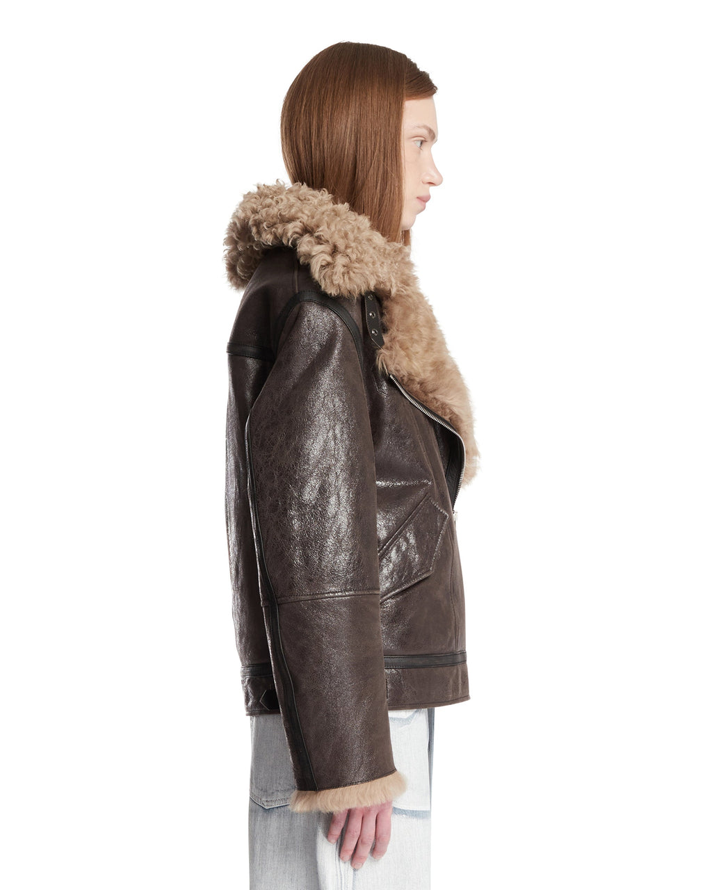 Brown Leather Shearling Jacket Acne studios – Гарантія оригінальності – збільшений вид