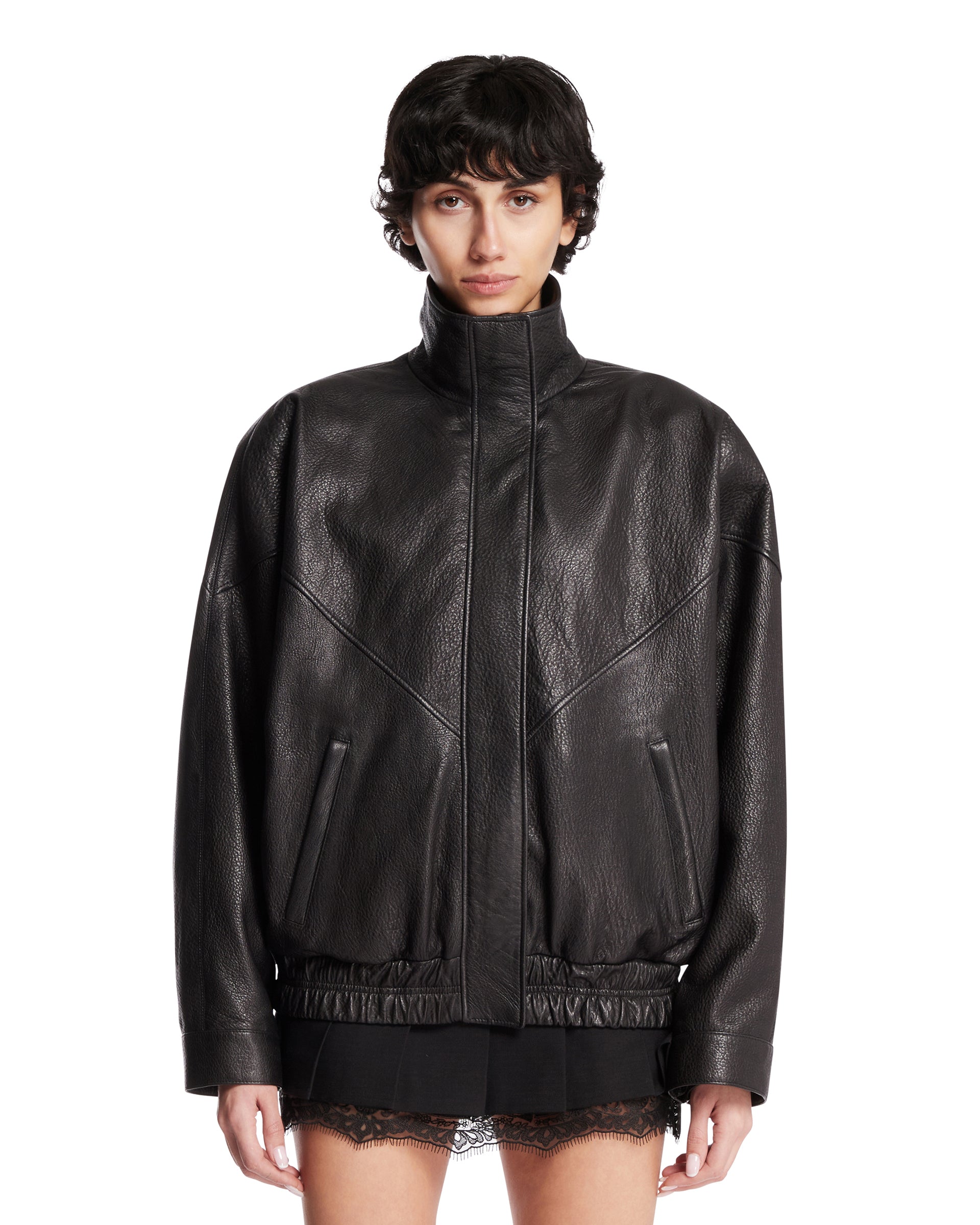Оригінальна Black Leather Jacket Acne studios – боковий вид