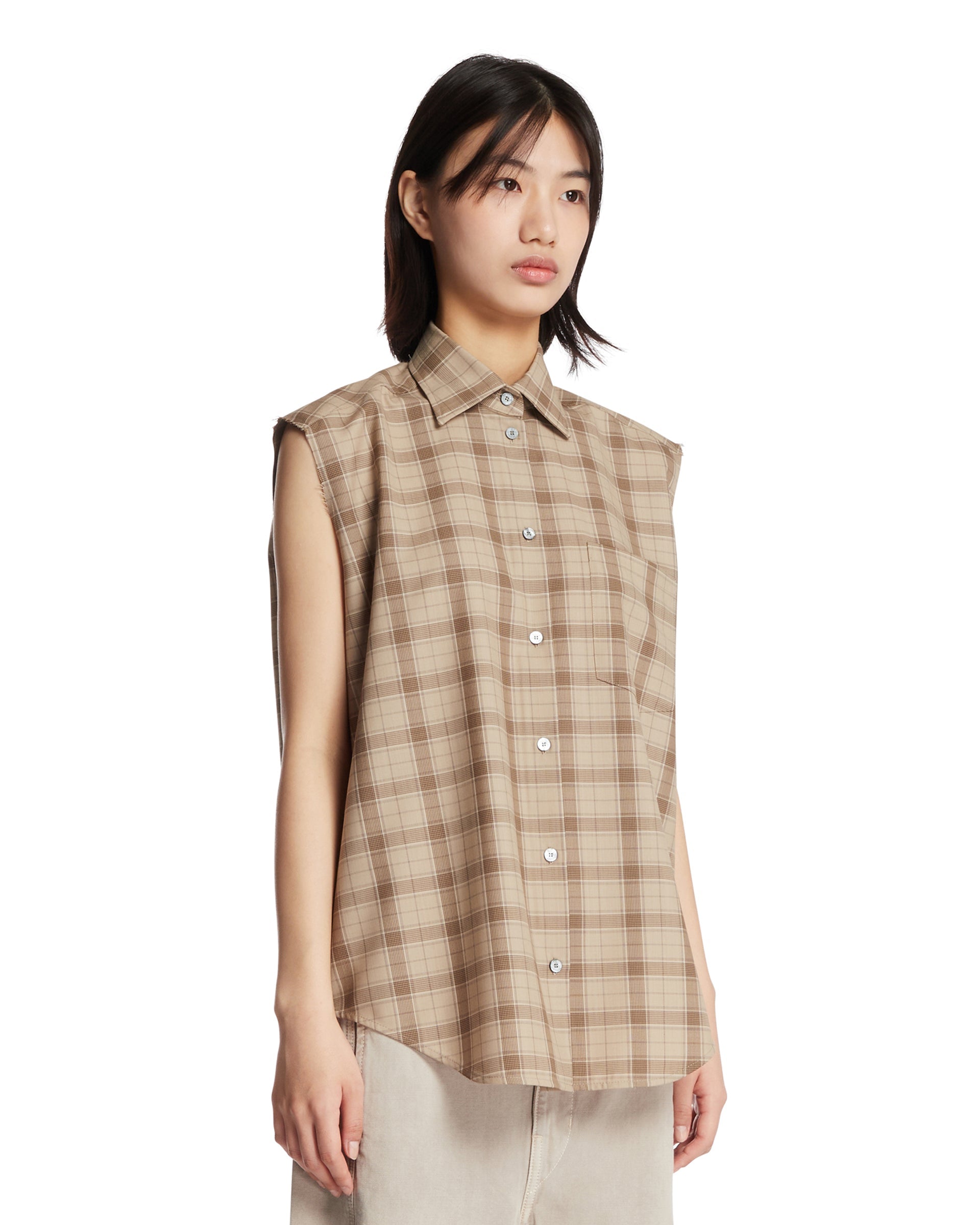 Оригінальна Beige Checked Sleeveless Shirt Acne studios – вид ззаду