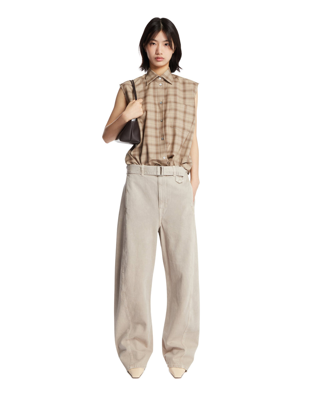 Оригінальна Beige Checked Sleeveless Shirt Acne studios – детальний вид