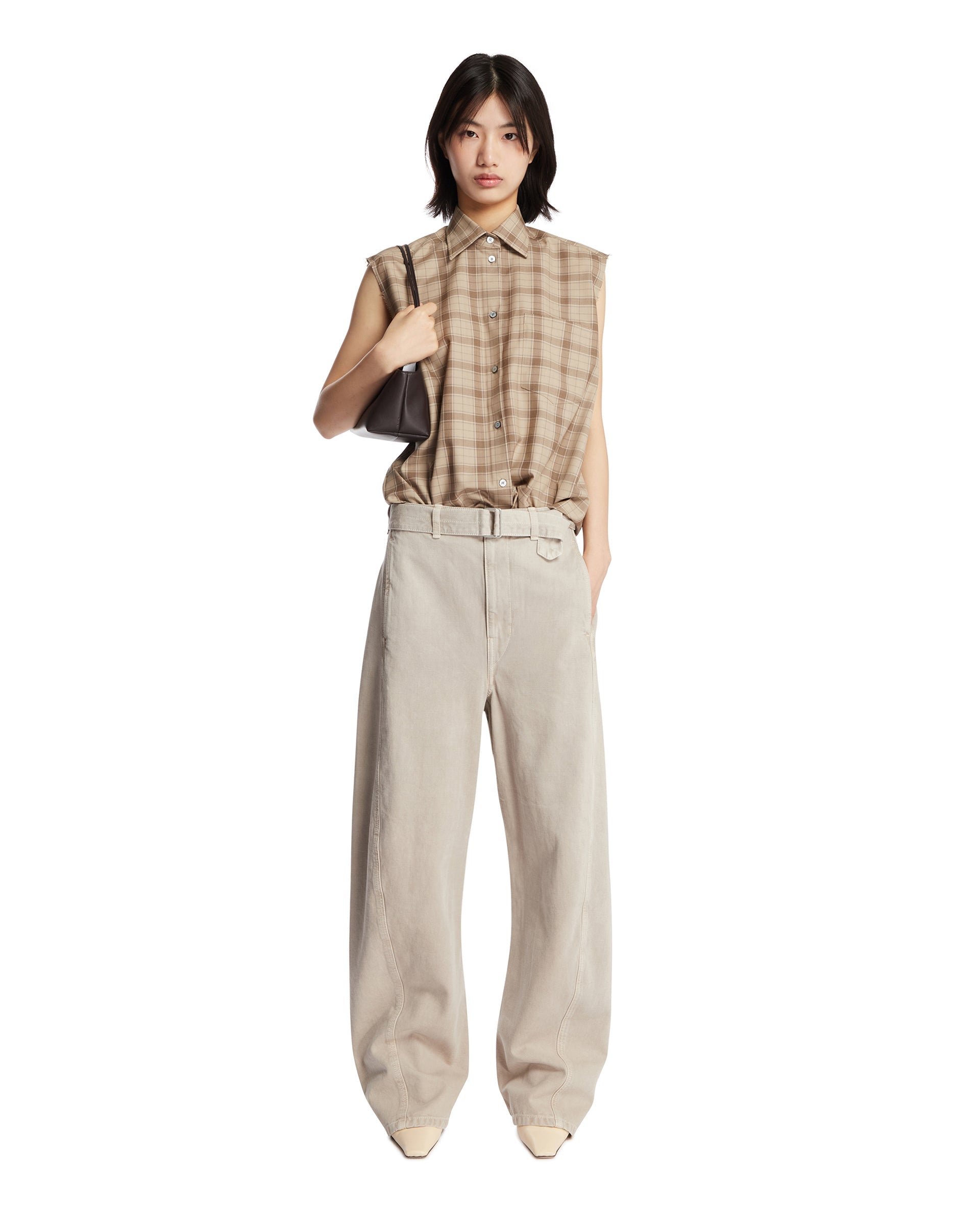 Оригінальна Beige Checked Sleeveless Shirt Acne studios – детальний вид