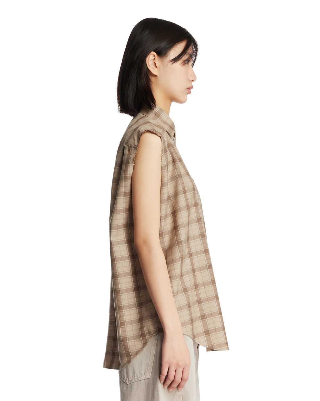 Оригінальна Beige Checked Sleeveless Shirt Acne studios – збільшений вид