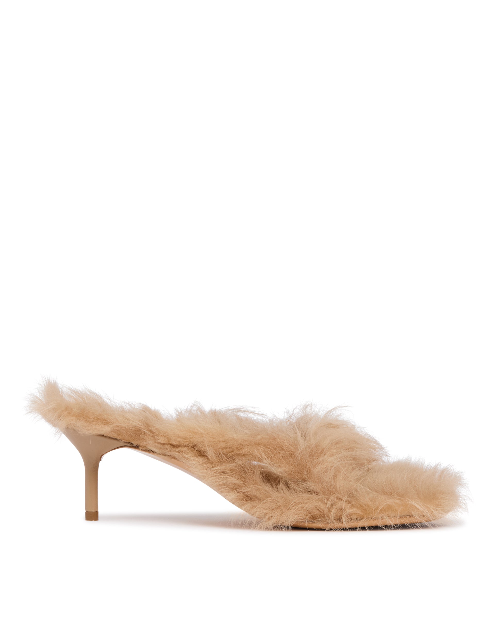 Beige Fur-Trimmed Heeled Sandals Acne studios оригінал – Купити в Україні – боковий вид