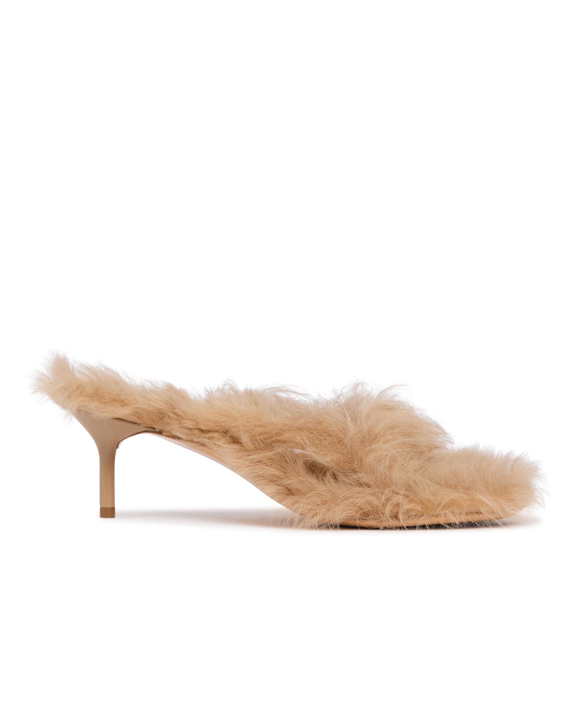 Beige Fur-Trimmed Heeled Sandals Acne studios оригінал – Купити в Україні – вид ззаду