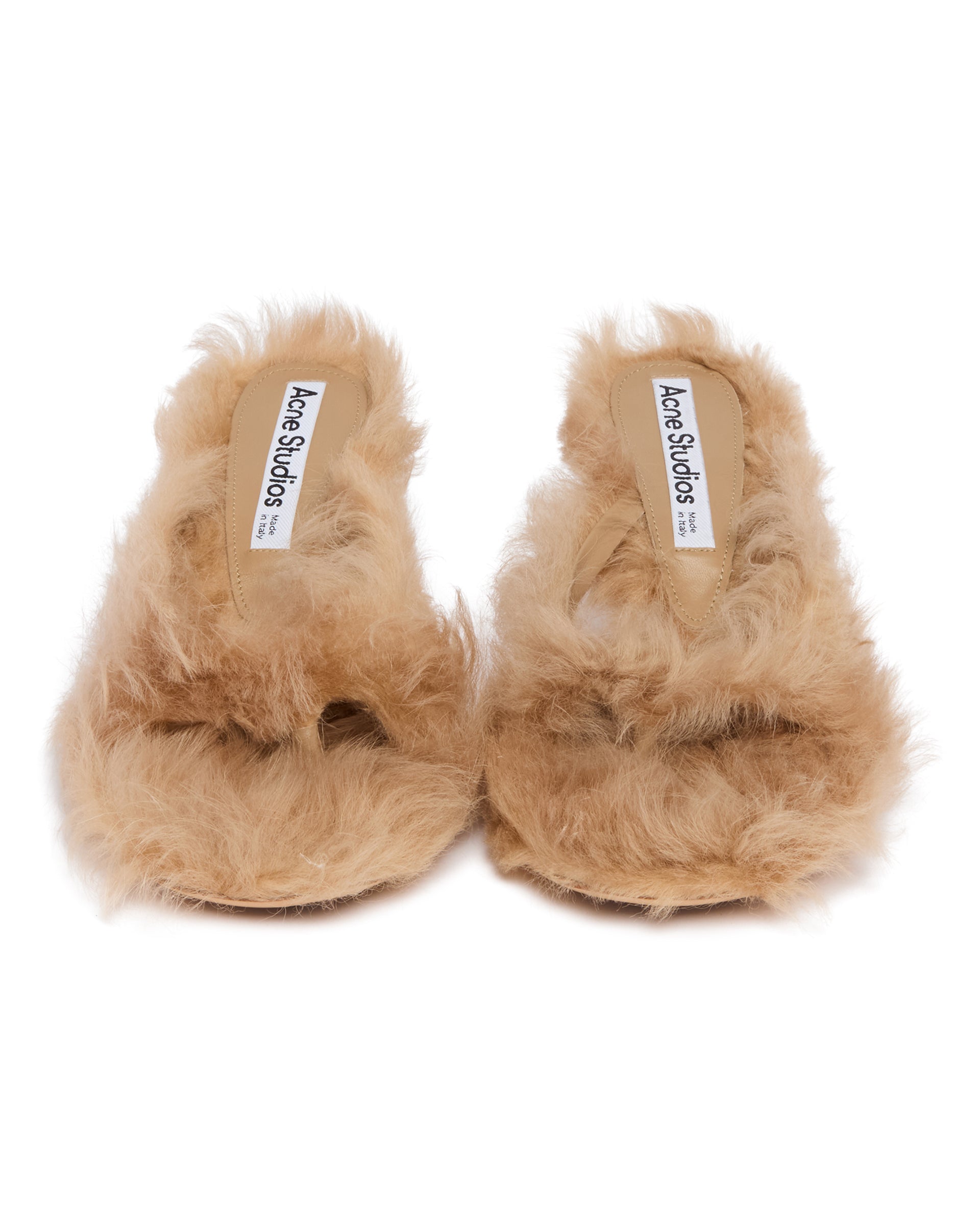 Beige Fur-Trimmed Heeled Sandals Acne studios оригінал – Купити в Україні – збільшений вид
