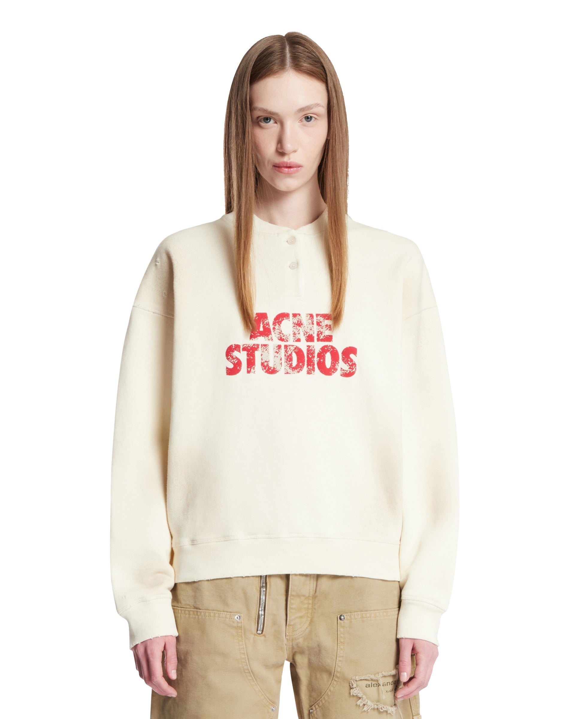 White Buttoned Sweatshirt Acne studios оригінал – Купити в Україні – боковий вид