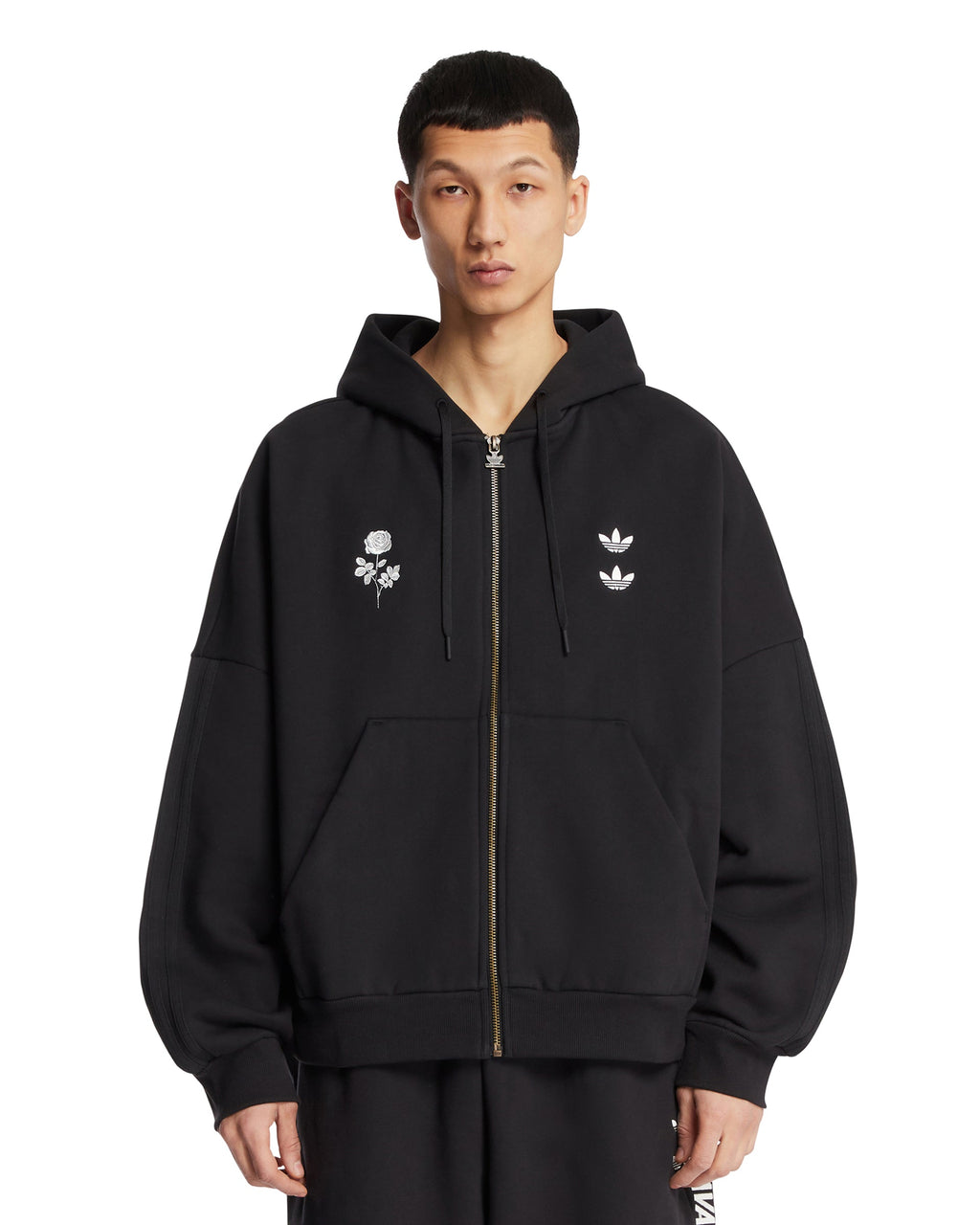 Оригінальна X Willy Chavarria Black Zip Up Sweatshirt Adidas – боковий вид
