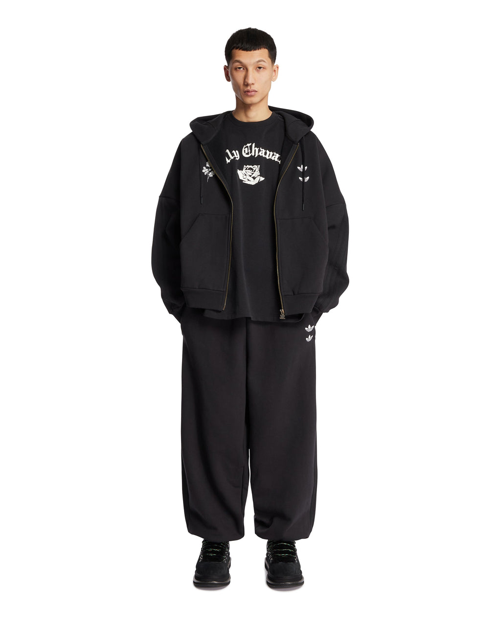 Оригінальна X Willy Chavarria Black Zip Up Sweatshirt Adidas – детальний вид