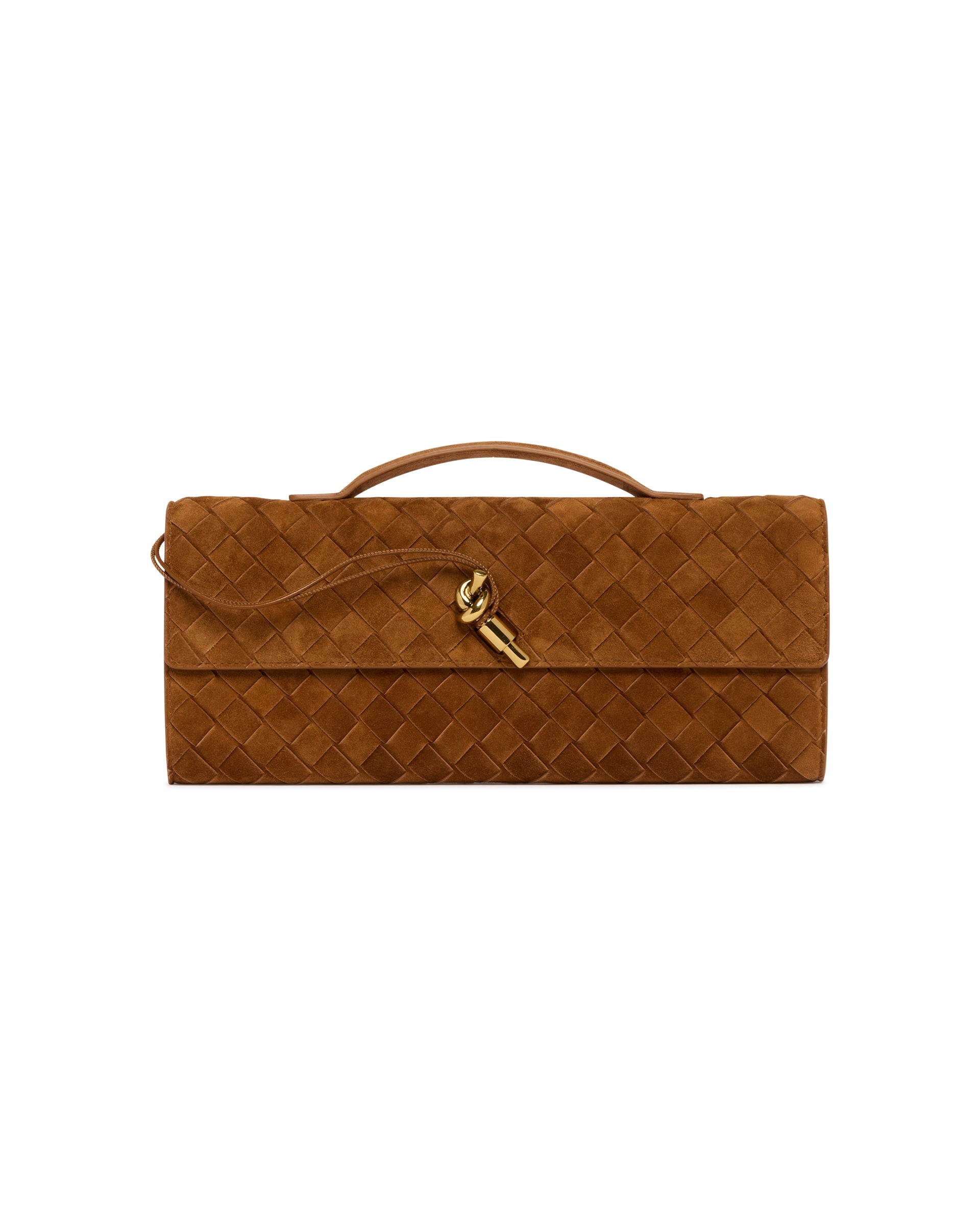 Brown Suede Andiamo Clutch Bottega veneta – Гарантія оригінальності – вид ззаду