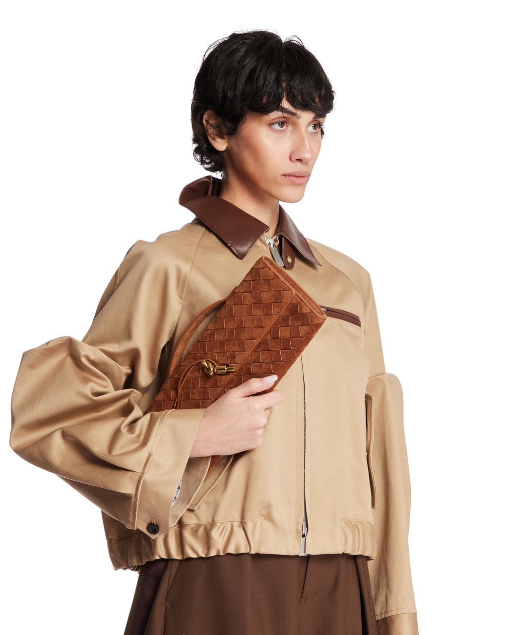 Brown Suede Andiamo Clutch Bottega veneta – Гарантія оригінальності – детальний вид