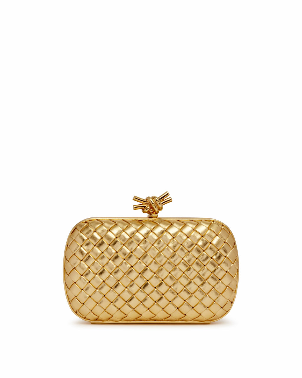 Оригінальна Gold Leather Knot Clutch Bottega veneta – боковий вид