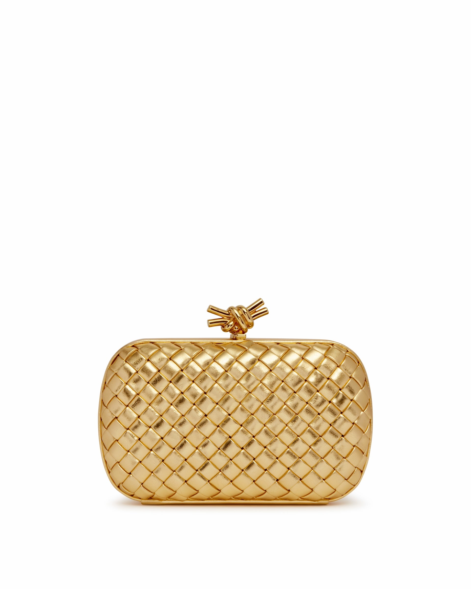 Оригінальна Gold Leather Knot Clutch Bottega veneta – боковий вид