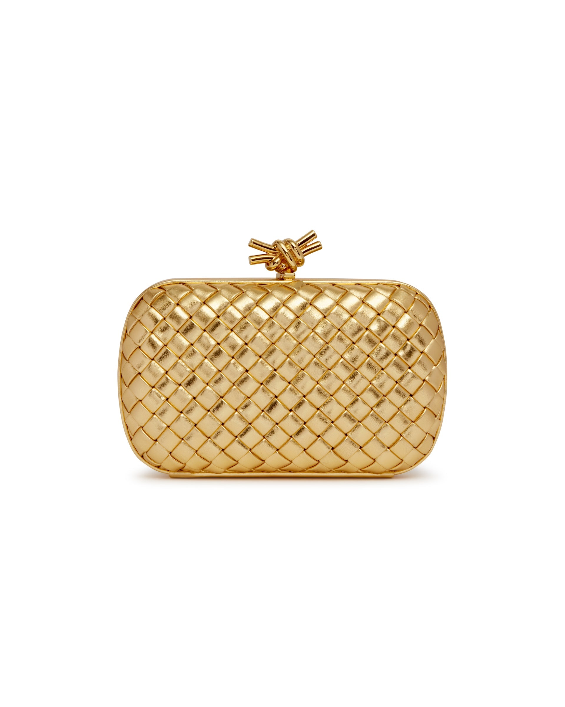 Оригінальна Gold Leather Knot Clutch Bottega veneta – вид ззаду