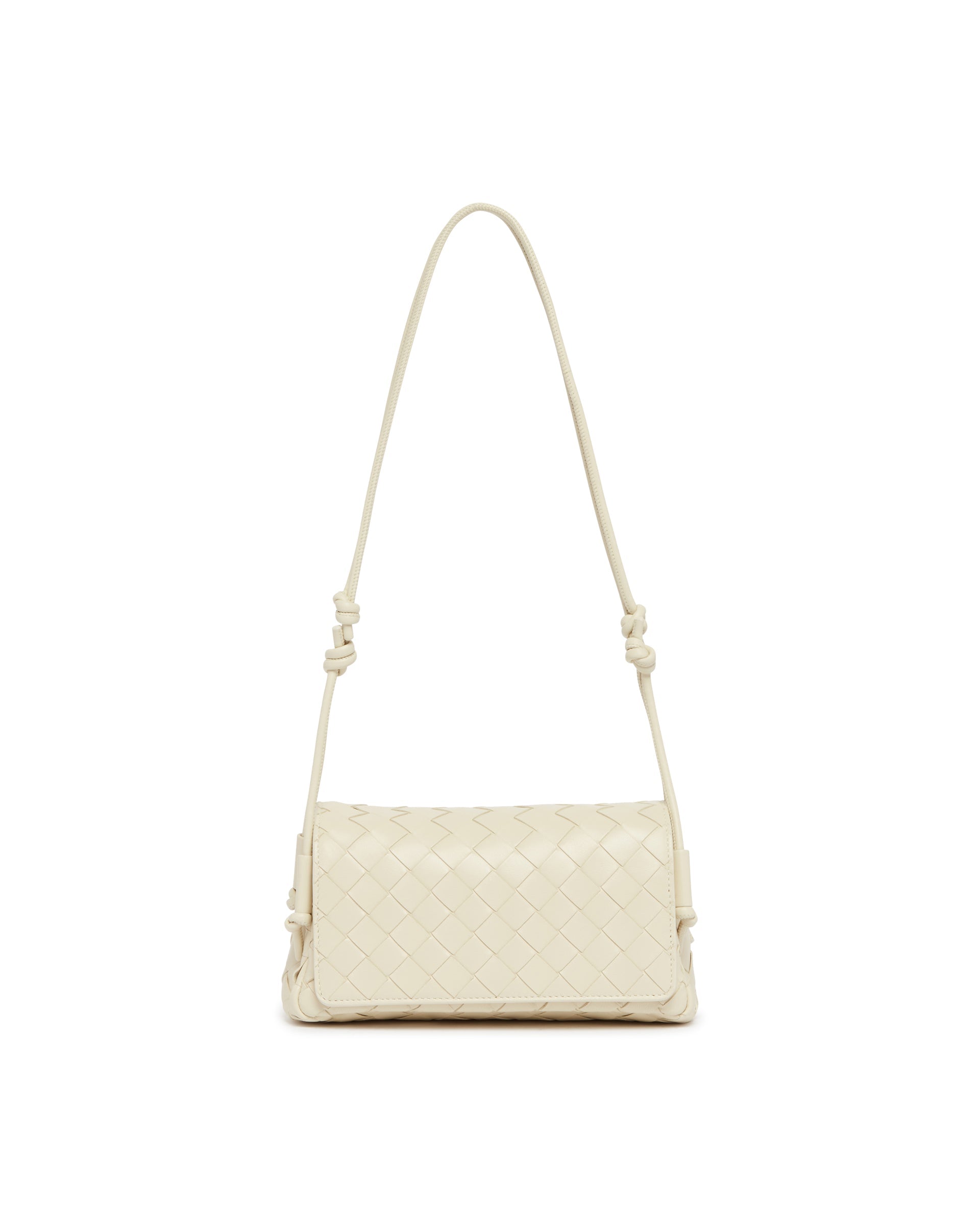 Оригінальна White Leather Notturno Clutch Bottega veneta – вид ззаду