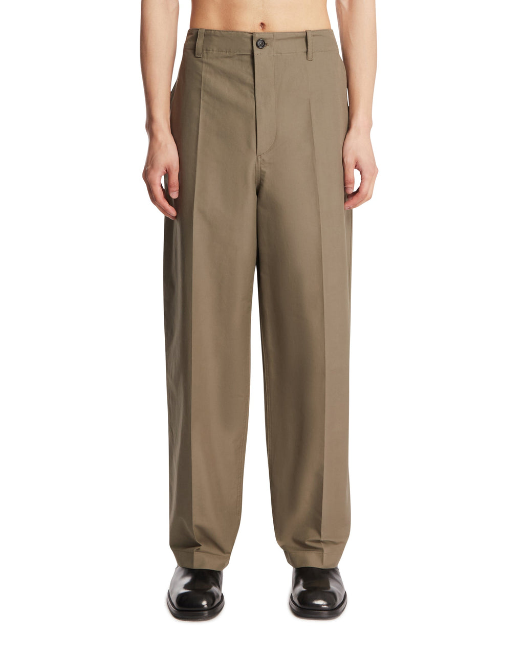 Оригінальна Gray Compact Cotton Trousers Bottega veneta – боковий вид