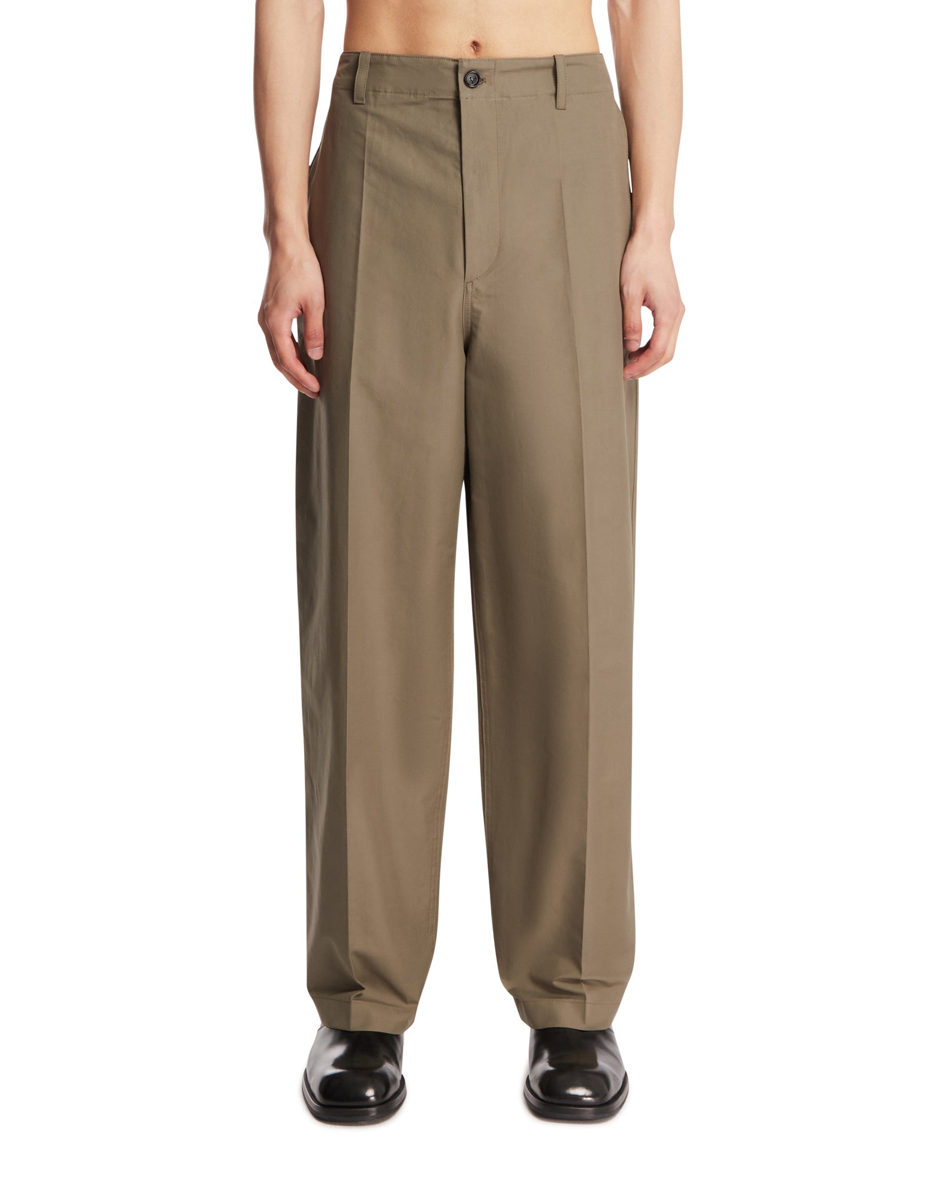Оригінальна Gray Compact Cotton Trousers Bottega veneta – боковий вид