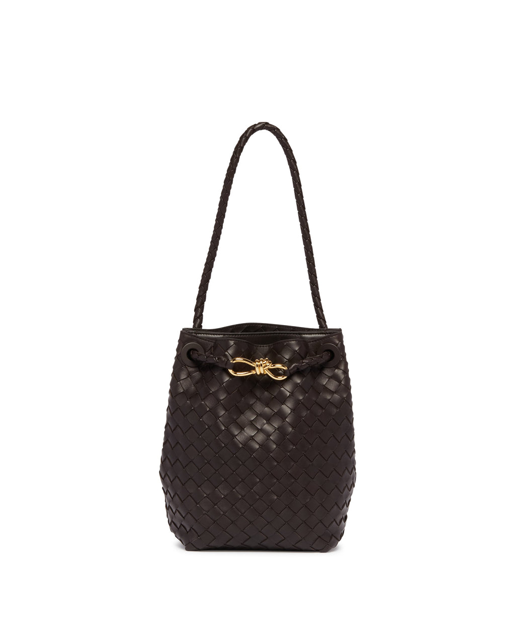 Brown Small Andiamo Bucket Bag Bottega veneta – Гарантія оригінальності – боковий вид