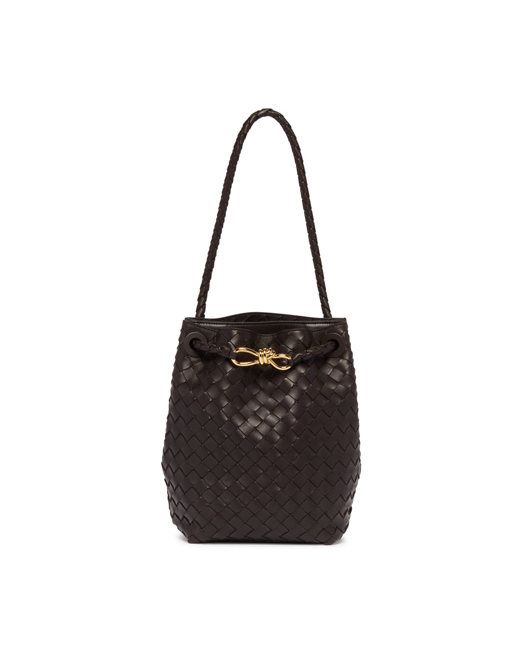Brown Small Andiamo Bucket Bag Bottega veneta – Гарантія оригінальності – вид ззаду