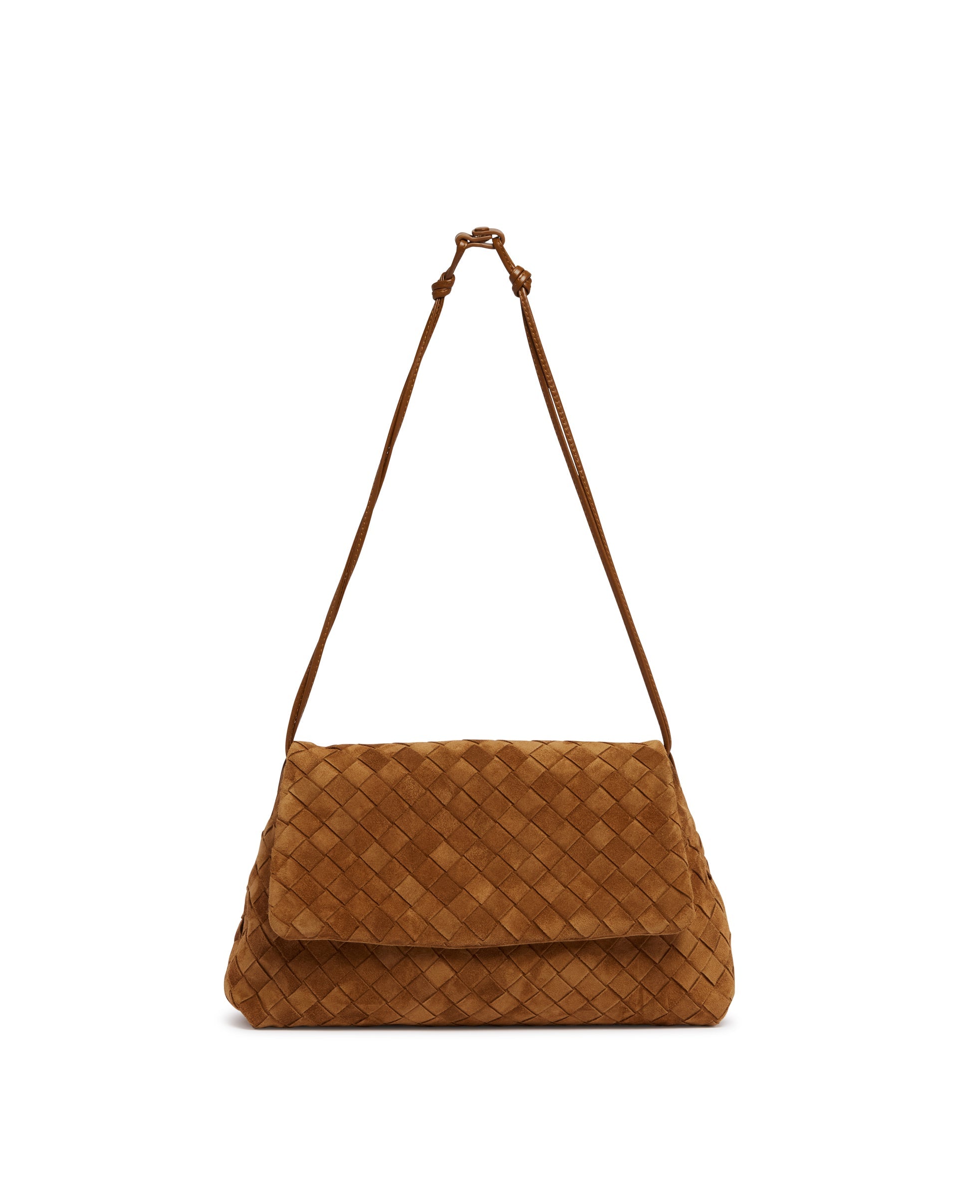 Brown Suede Giorno Clutch Bottega veneta – Гарантія оригінальності – боковий вид