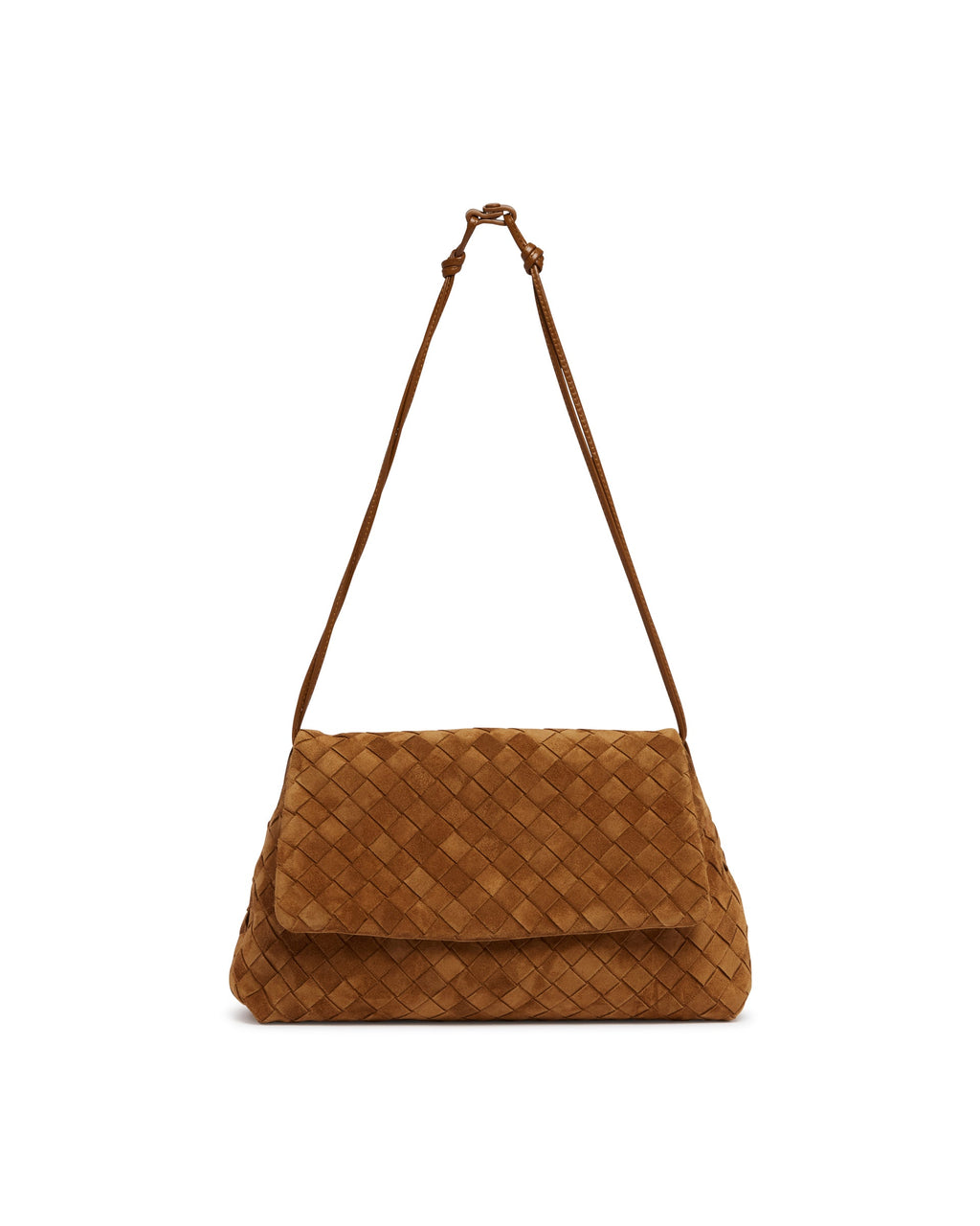 Brown Suede Giorno Clutch Bottega veneta – Гарантія оригінальності – вид ззаду