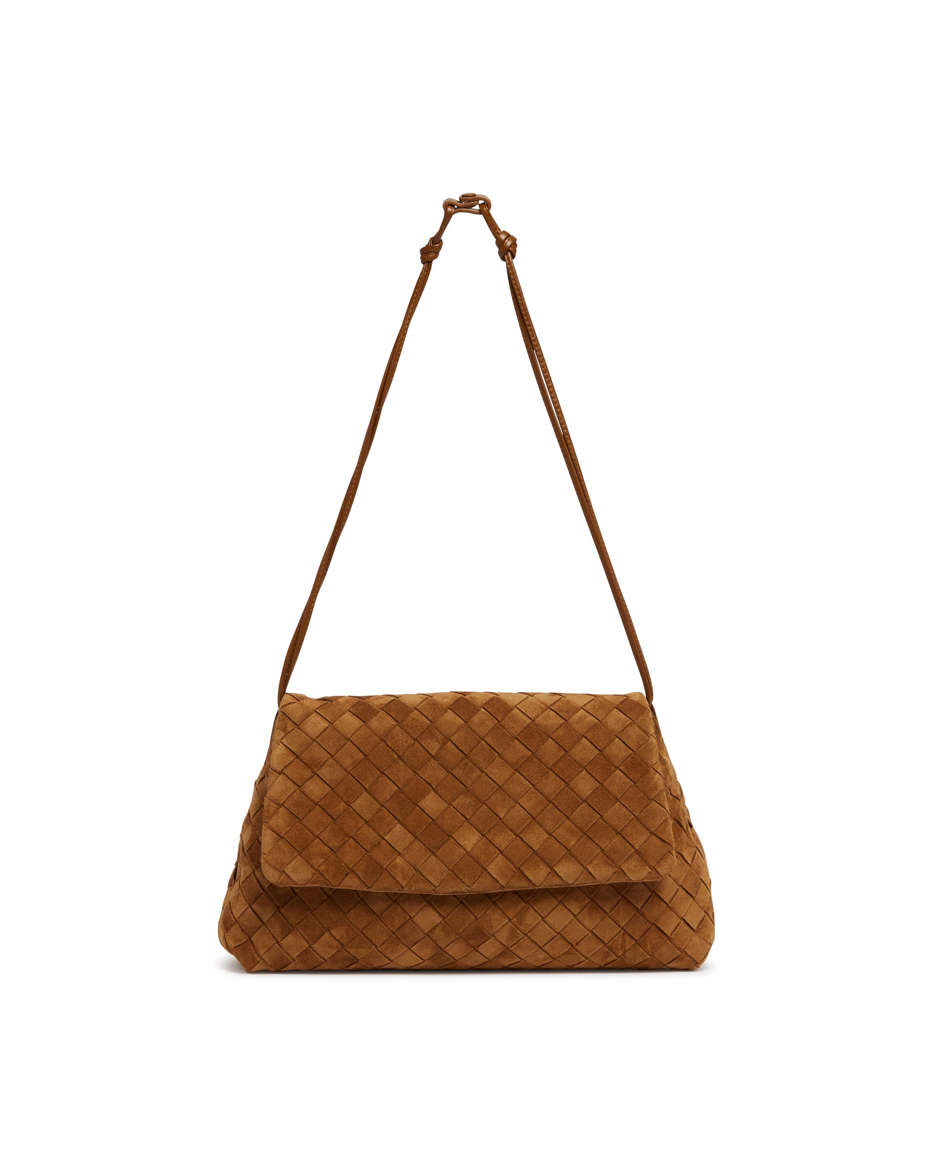 Brown Suede Giorno Clutch Bottega veneta – Гарантія оригінальності – вид ззаду